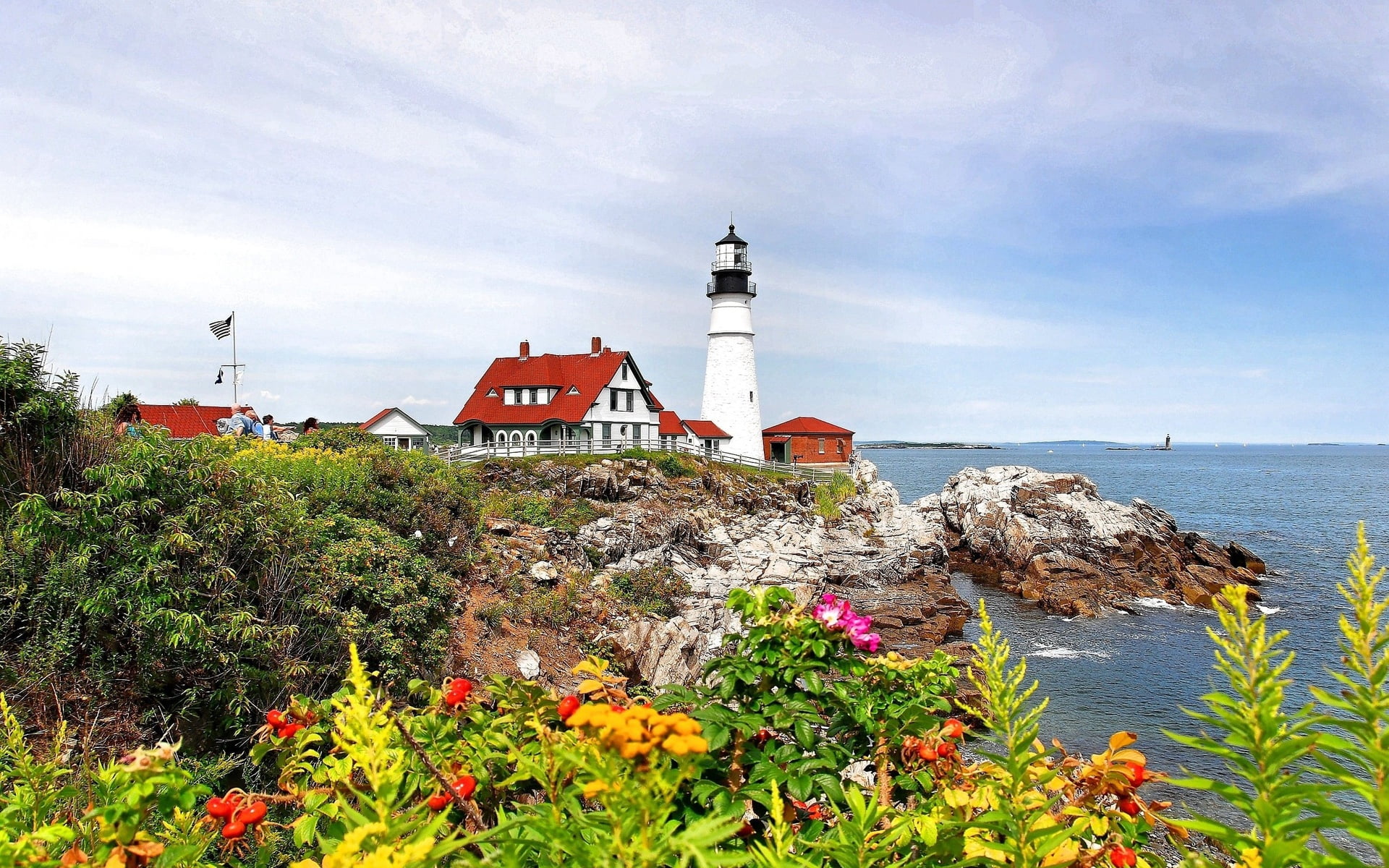 Cityscapes, guidance, architecture, built structure, portland, day, building, plant, 1080P, no people, outdoors, flowering plant, sky, lighthouse, white, HD Wallpaper