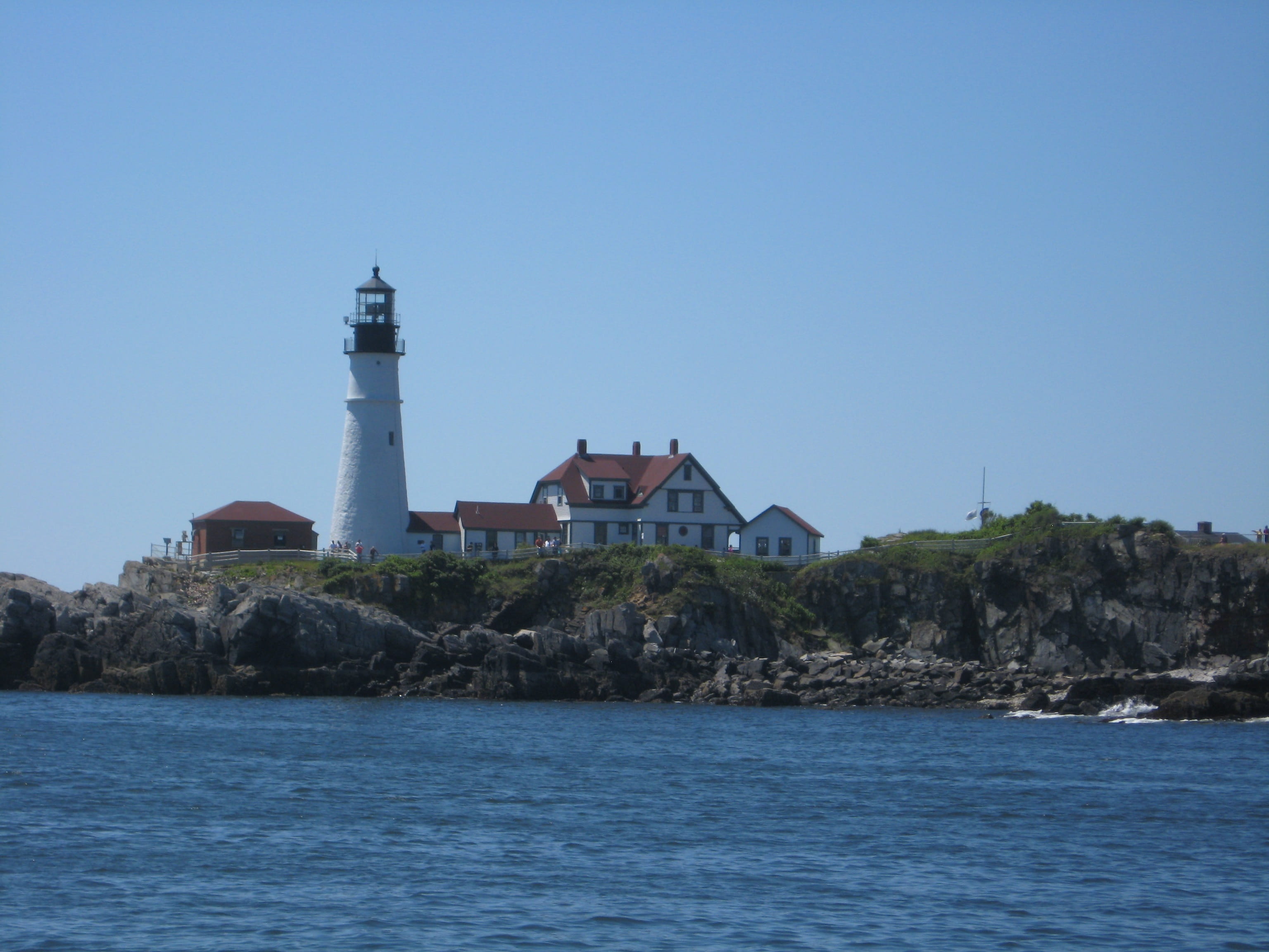 tower, Attraction, Maine, sea, clear sky, built structure, outdoors, land, Northeast, sky, architecture, safety, water, waterfront, Lighthouse, day, tranquility, HD Wallpaper