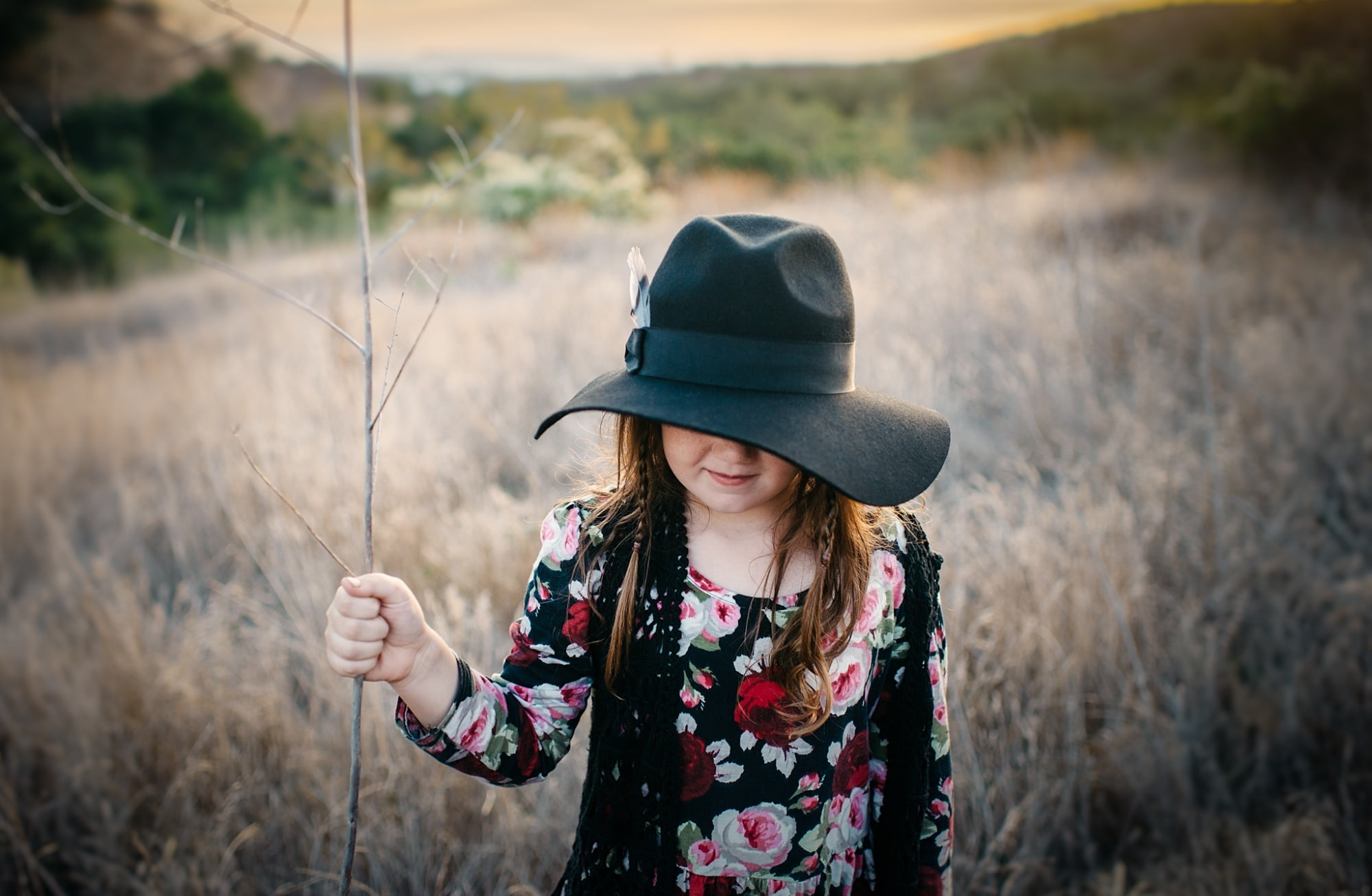 hat, focus on foreground, Stroll, one person, blackhat, women, long hair, sun hat, Girl, portrait, outdoors, hair, front view, lifestyles, Cute, plant, HD Wallpaper