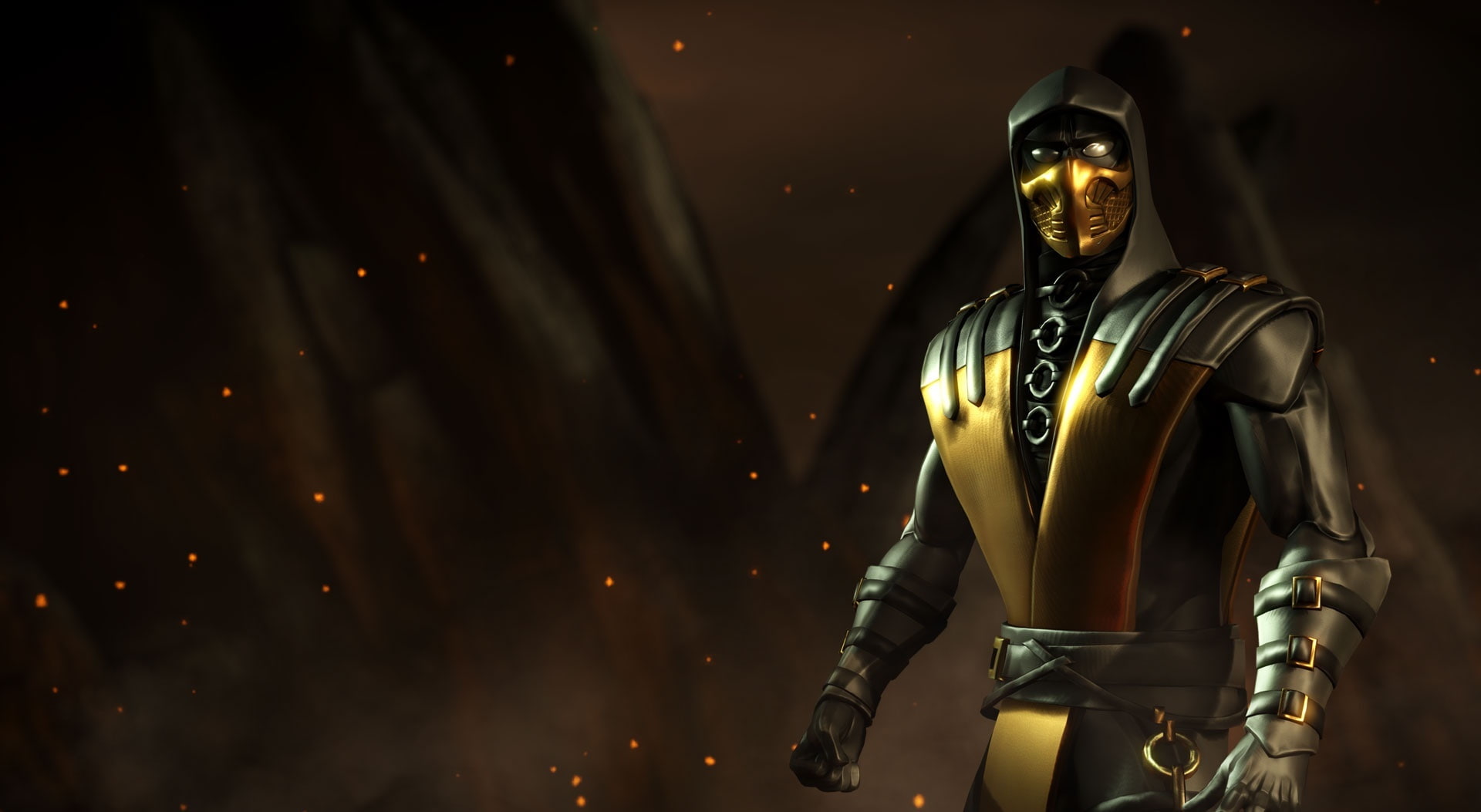 safety, people, representation, illuminated, Kombat, Combat, 1080P, x, mortalkombat, men, indoors, Characters, silver colored, metal, clothing, mask, Scorpion, HD Wallpaper