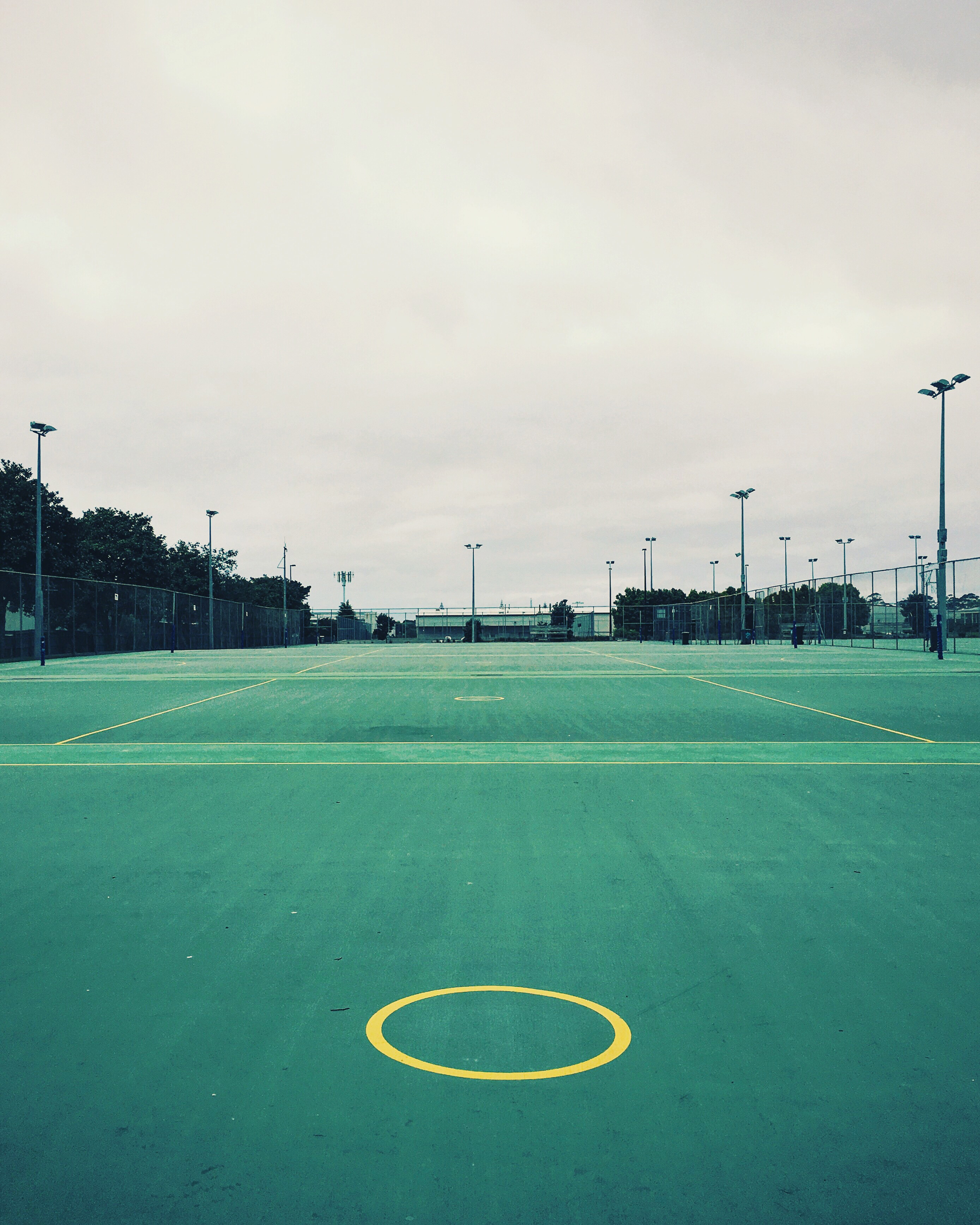 playing field, tennis, no people, grass, green color, sky, circle, auckland, cloud - sky, absence, nature, architecture, shape, soccer, field, court, day, Phone HD Wallpaper