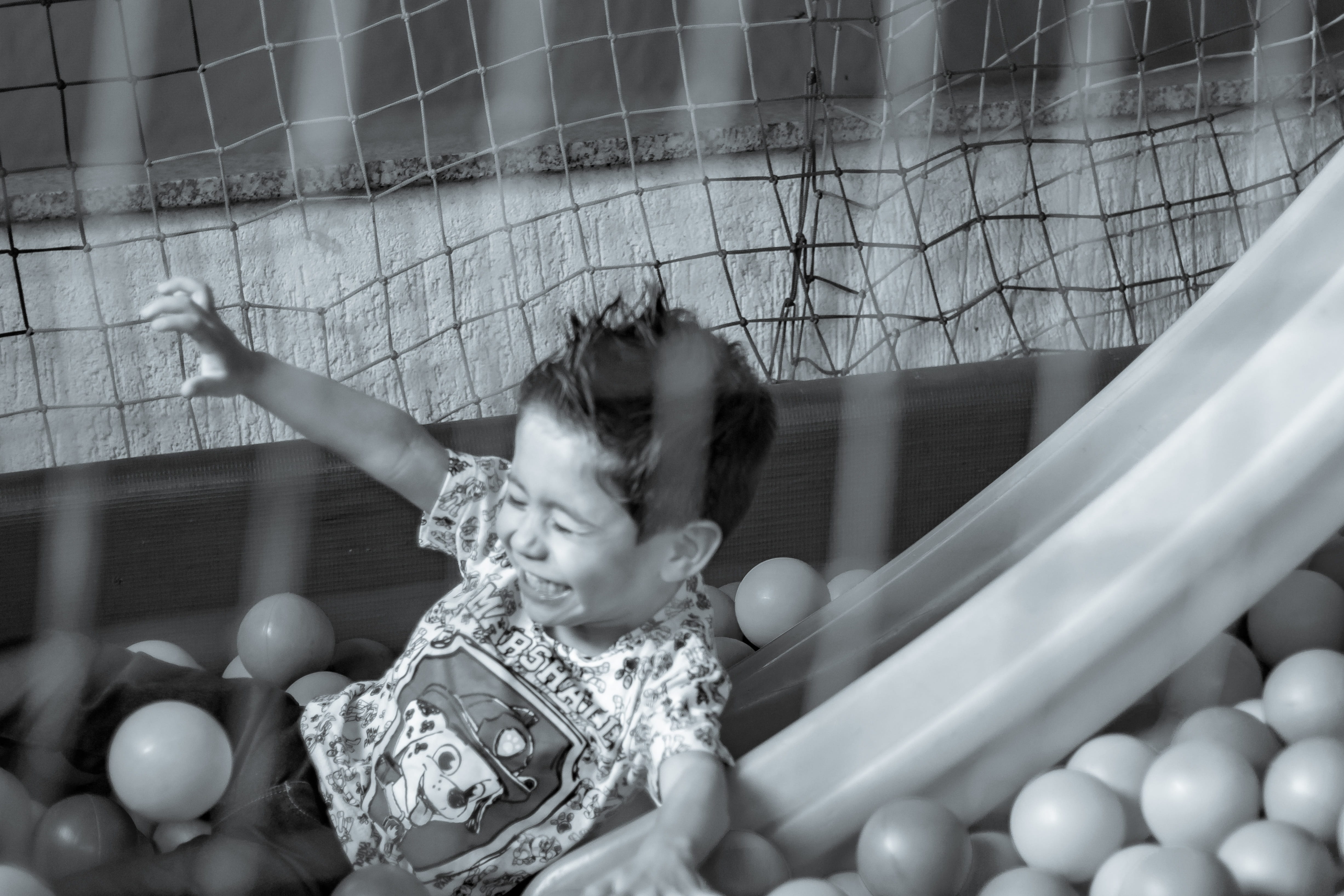 kid, baby, football, indoors, pool, children playing, grayscale, babyhood, collor, young, ball, fly a kite, kite, child playing, boy, childish, one person, HD Wallpaper