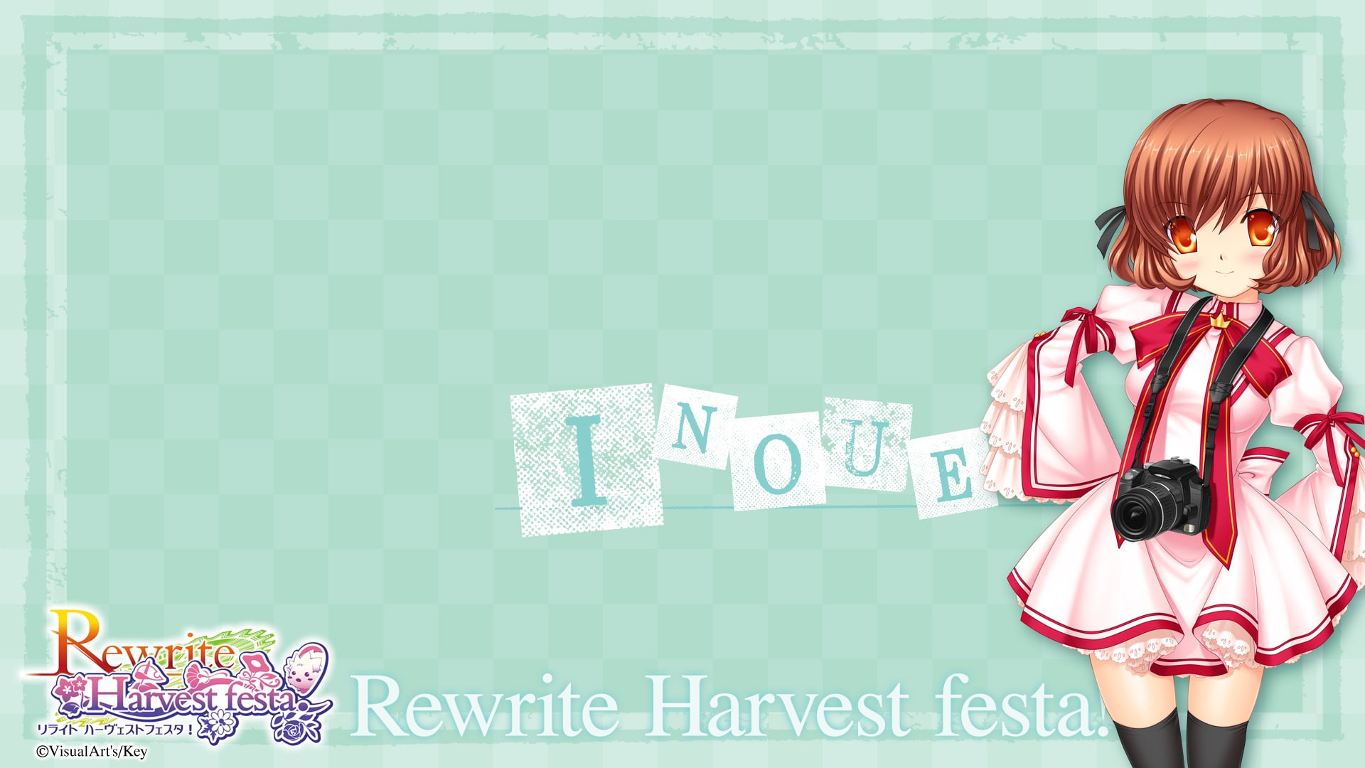 brown, ribbons, hair, rewrite, inoue, short, key, orange, seifuku, visualart, camera, 1080P, eyes, HD Wallpaper