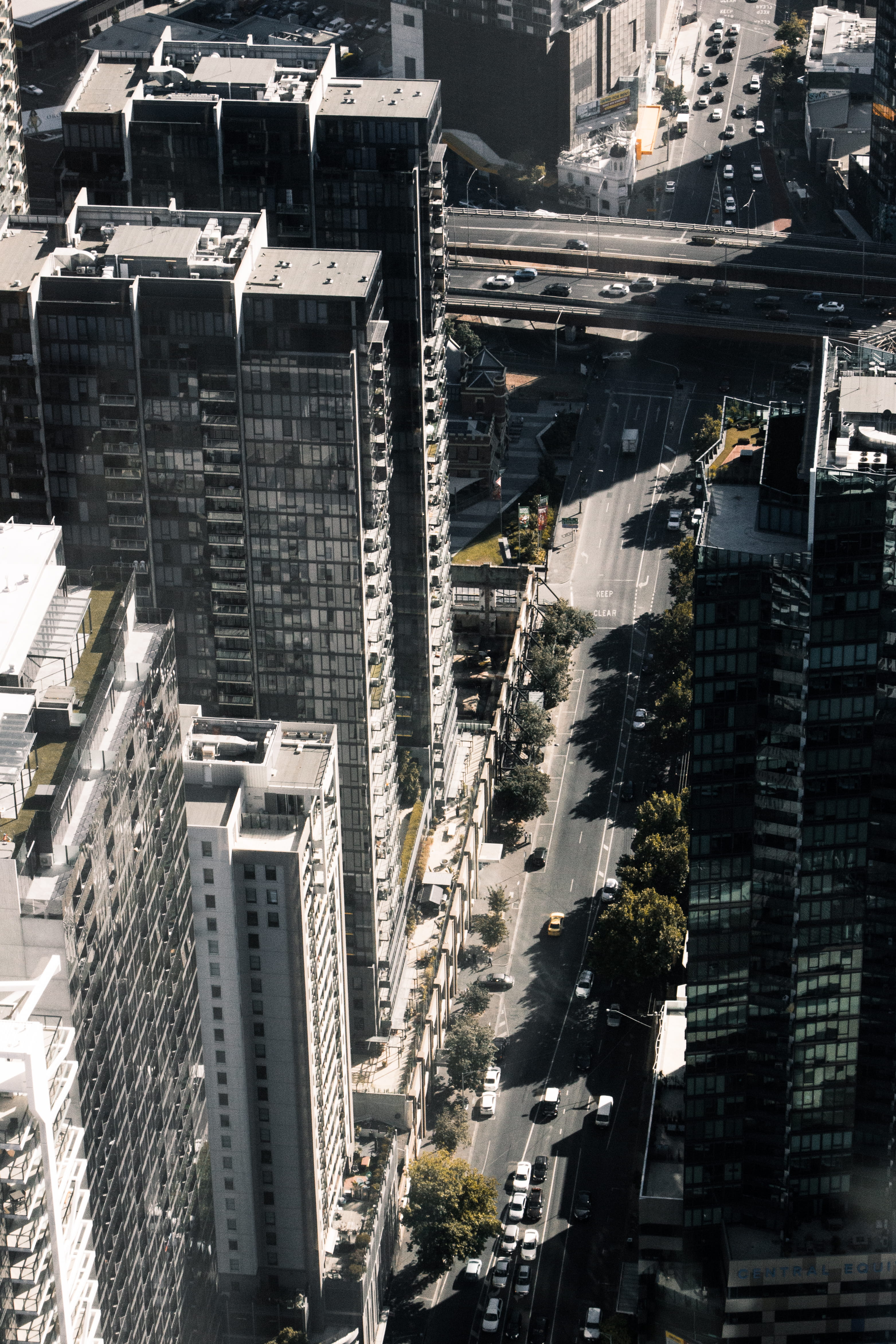 visualart, architecture, outdoors, financial district, street, high angle view, building exterior, city street, skyscraper, apartment, day, motor vehicle, Phone HD Wallpaper