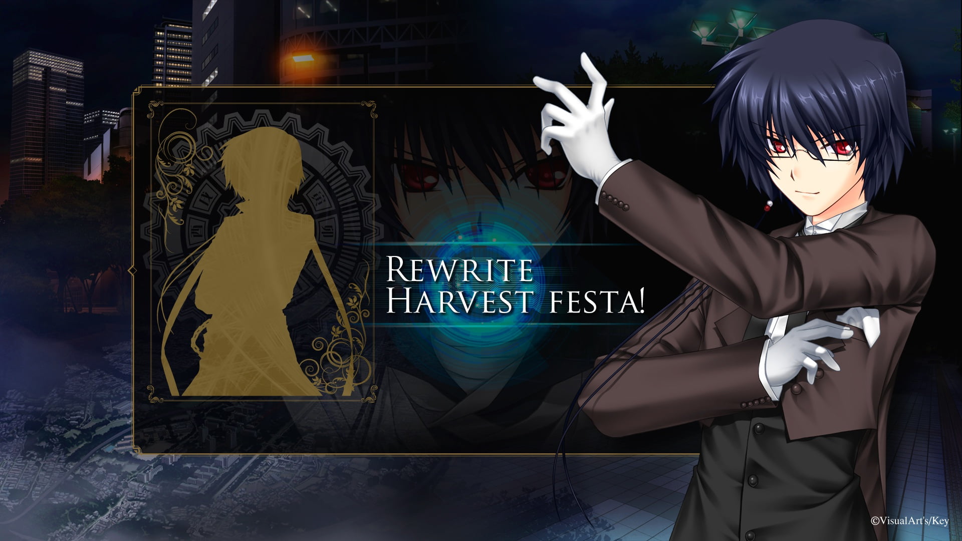 visualart, standing, gloves, male, rewrite, mask - disguise, clothing, key, arts culture and entertainment, sakuya, celebration, black, short, hair, one person, HD Wallpaper