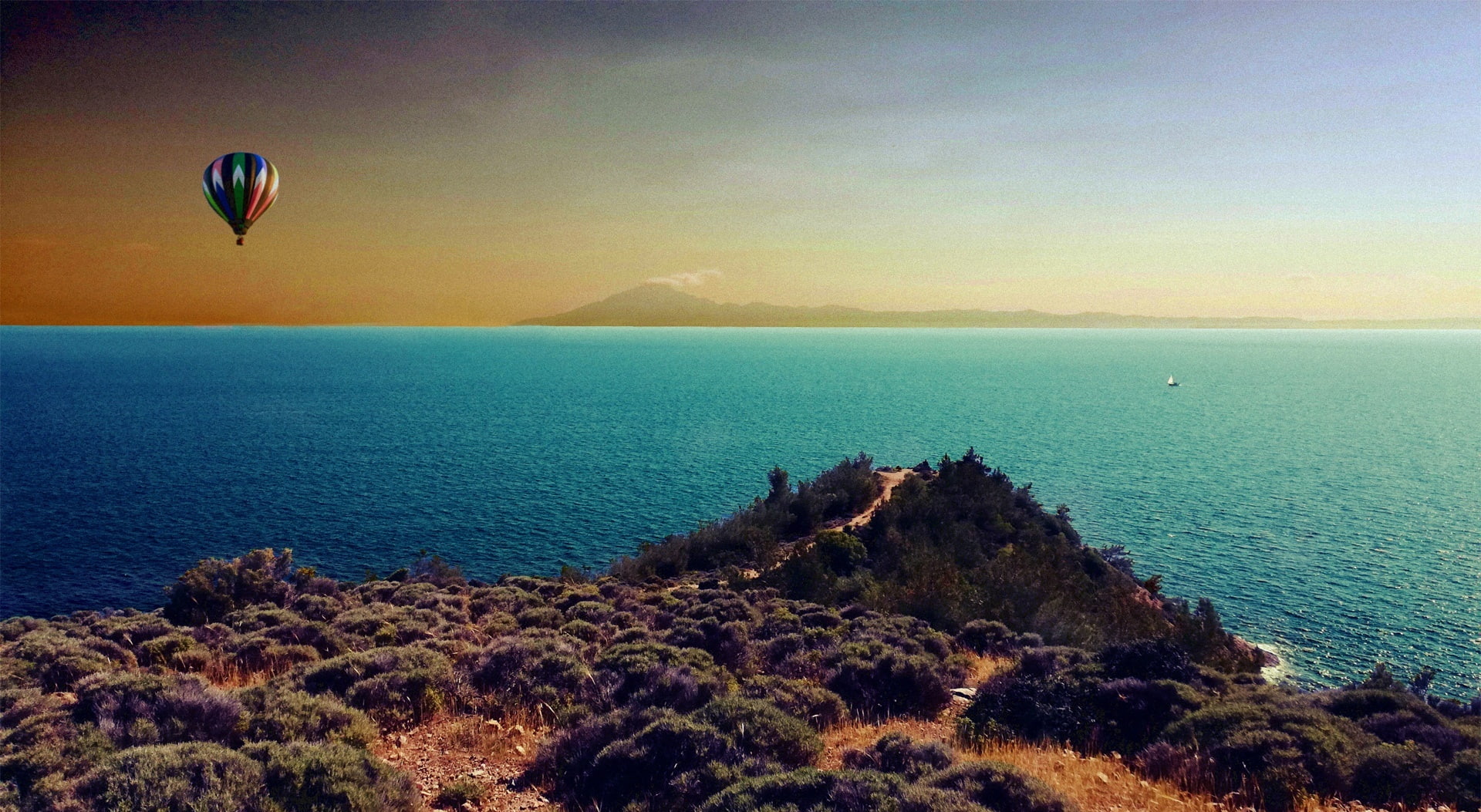 adventure, landscape, outdoors, potos, hike, nature, day, ship, flying, mountains, tranquility, sky, cloud - sky, horizon over water, scenics - nature, HD Wallpaper