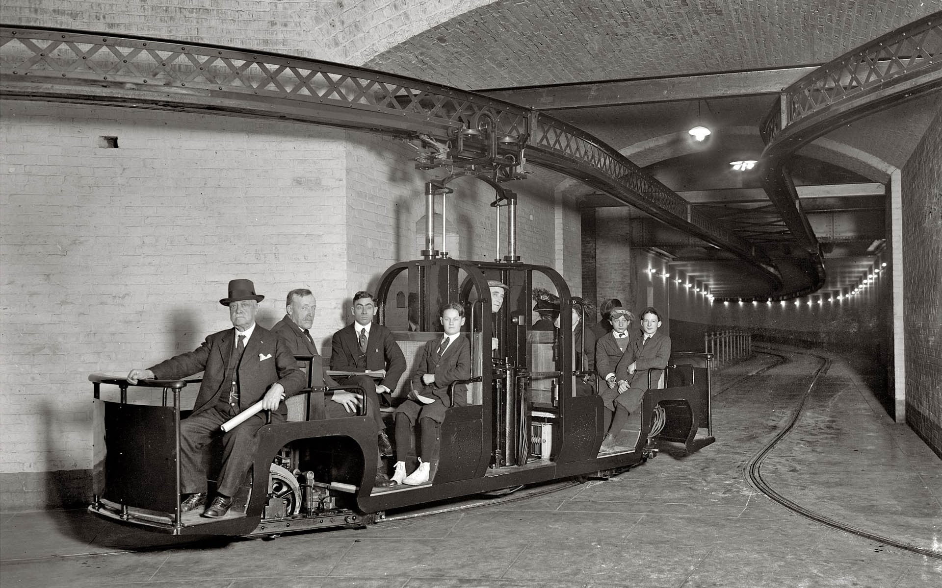 group of people, train, men, full length, sitting, architecture, photography, 1080P, vintage, young adult, travel, rail transportation, monorail, women, HD Wallpaper