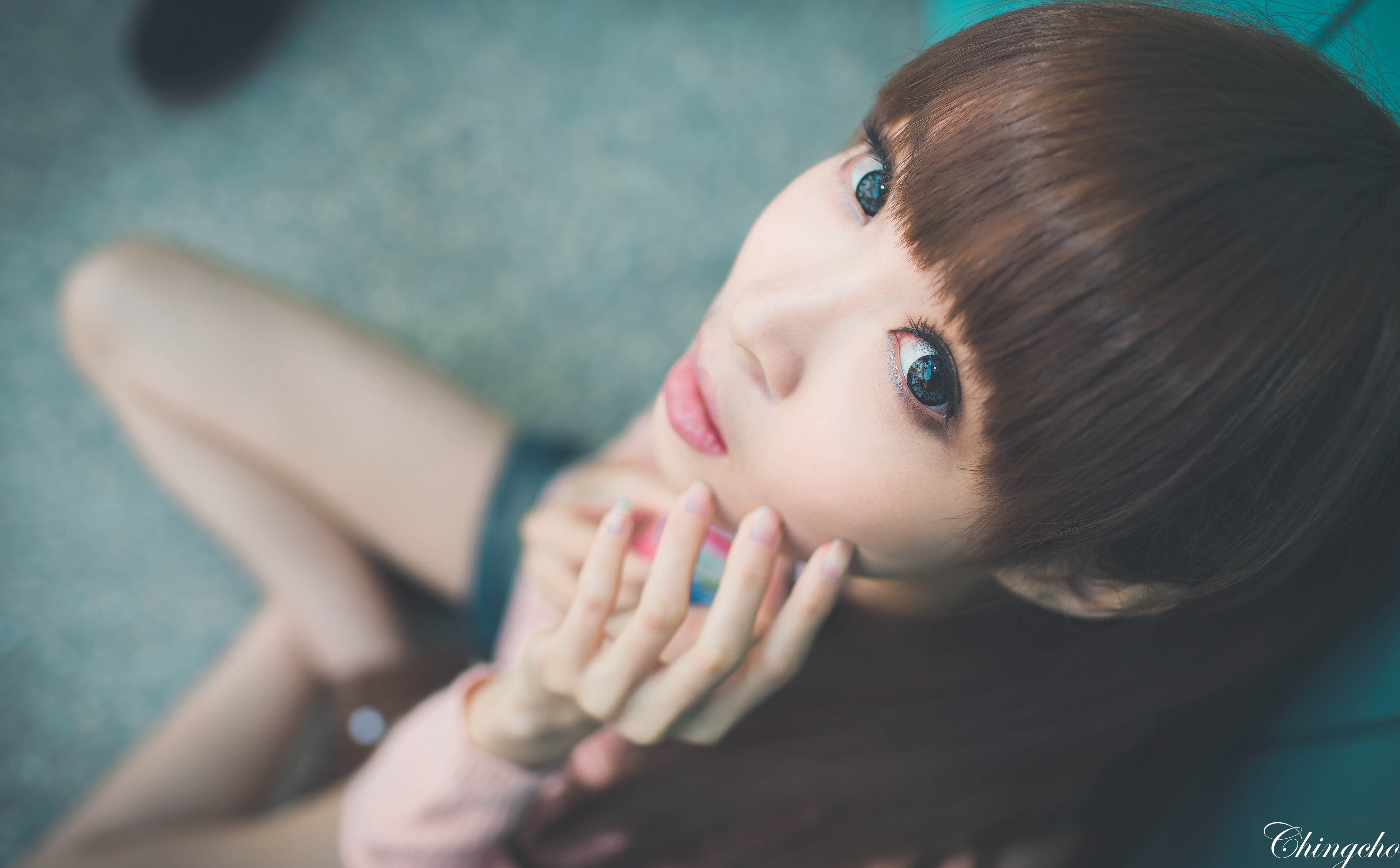 childhood, portrait, hairstyle, child, Asian, bigeyes, high angle view, body part, headshot, beautiful woman, hand, 5K, lifestyles, looking at camera, HD Wallpaper