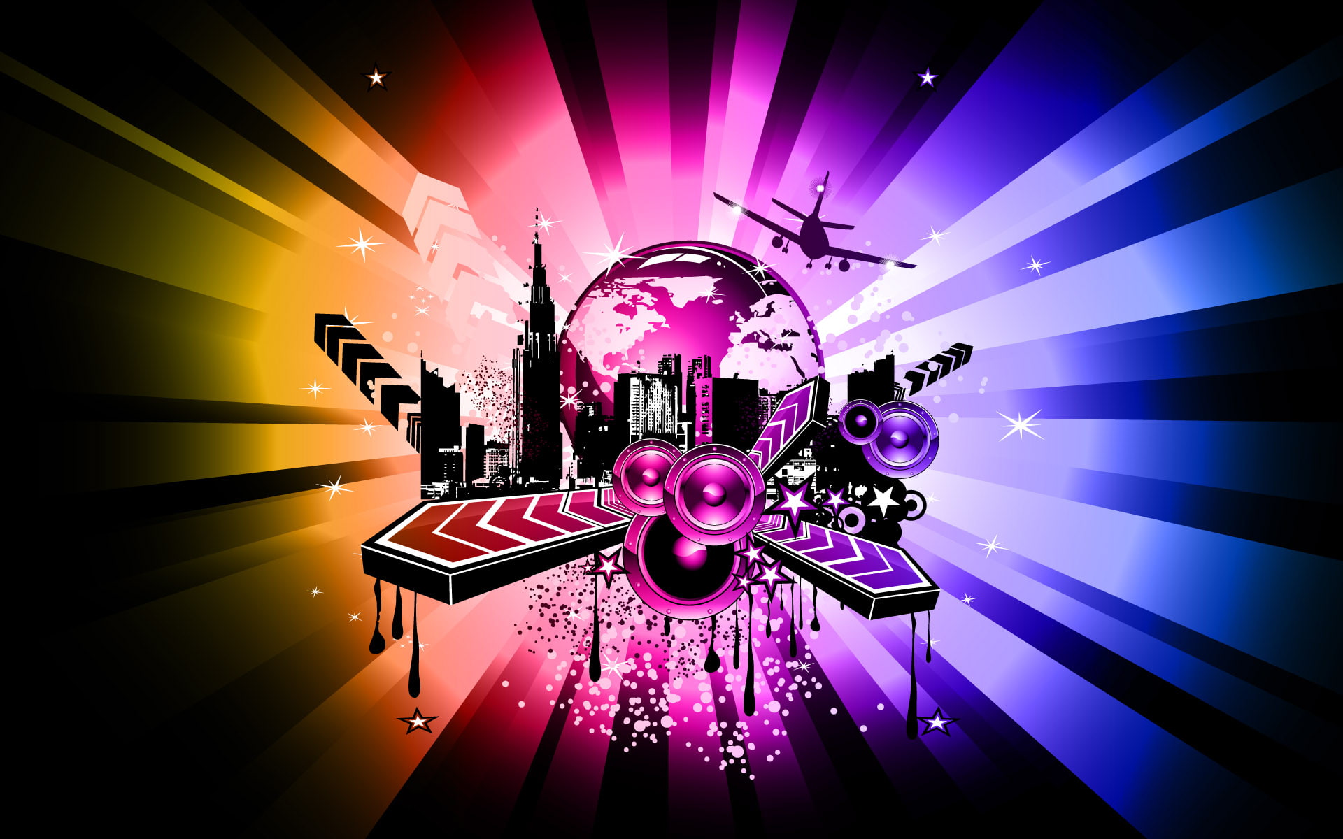 vector and design, music, world, 1080P, HD Wallpaper