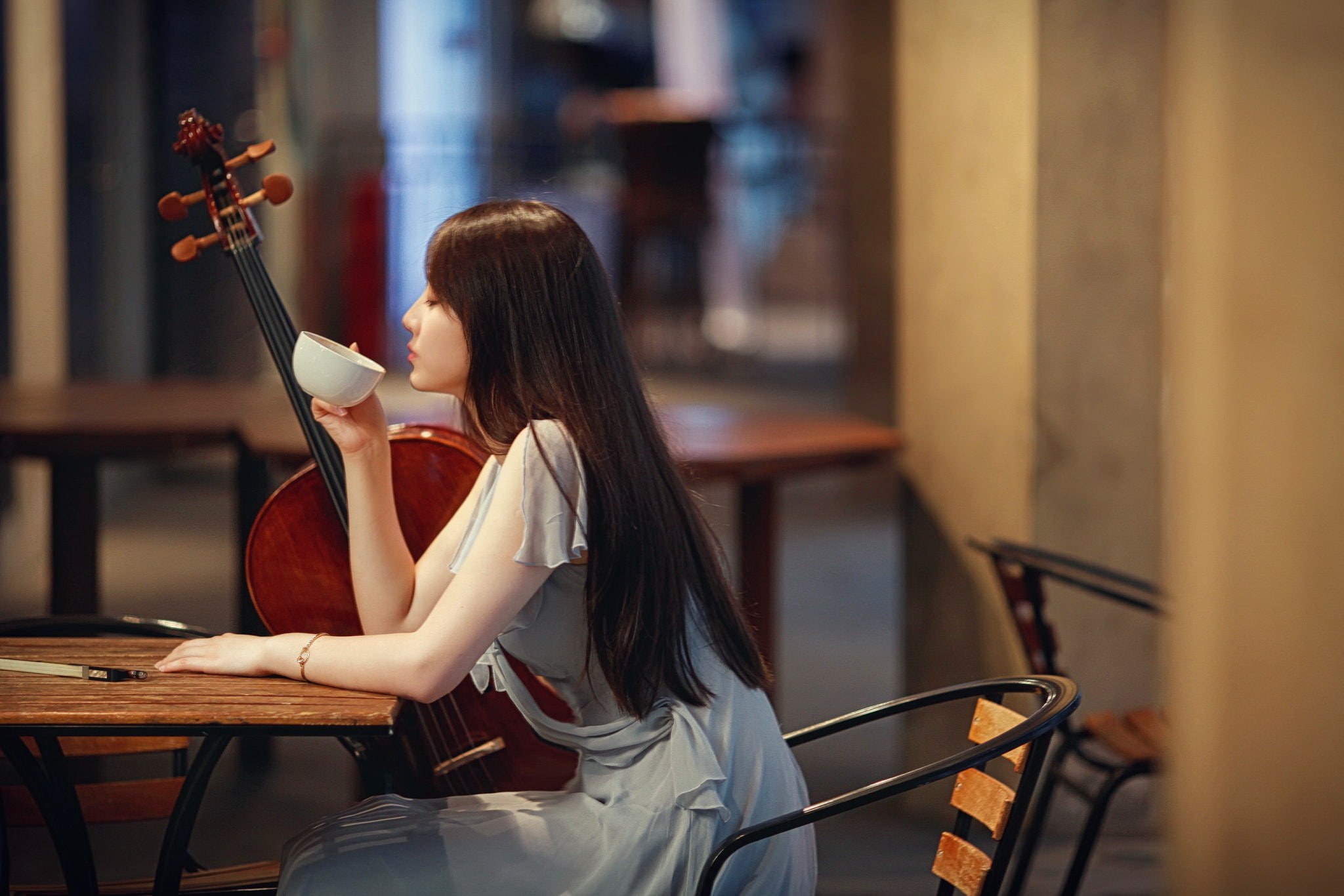 cello, music, 1080P, girl, HD Wallpaper