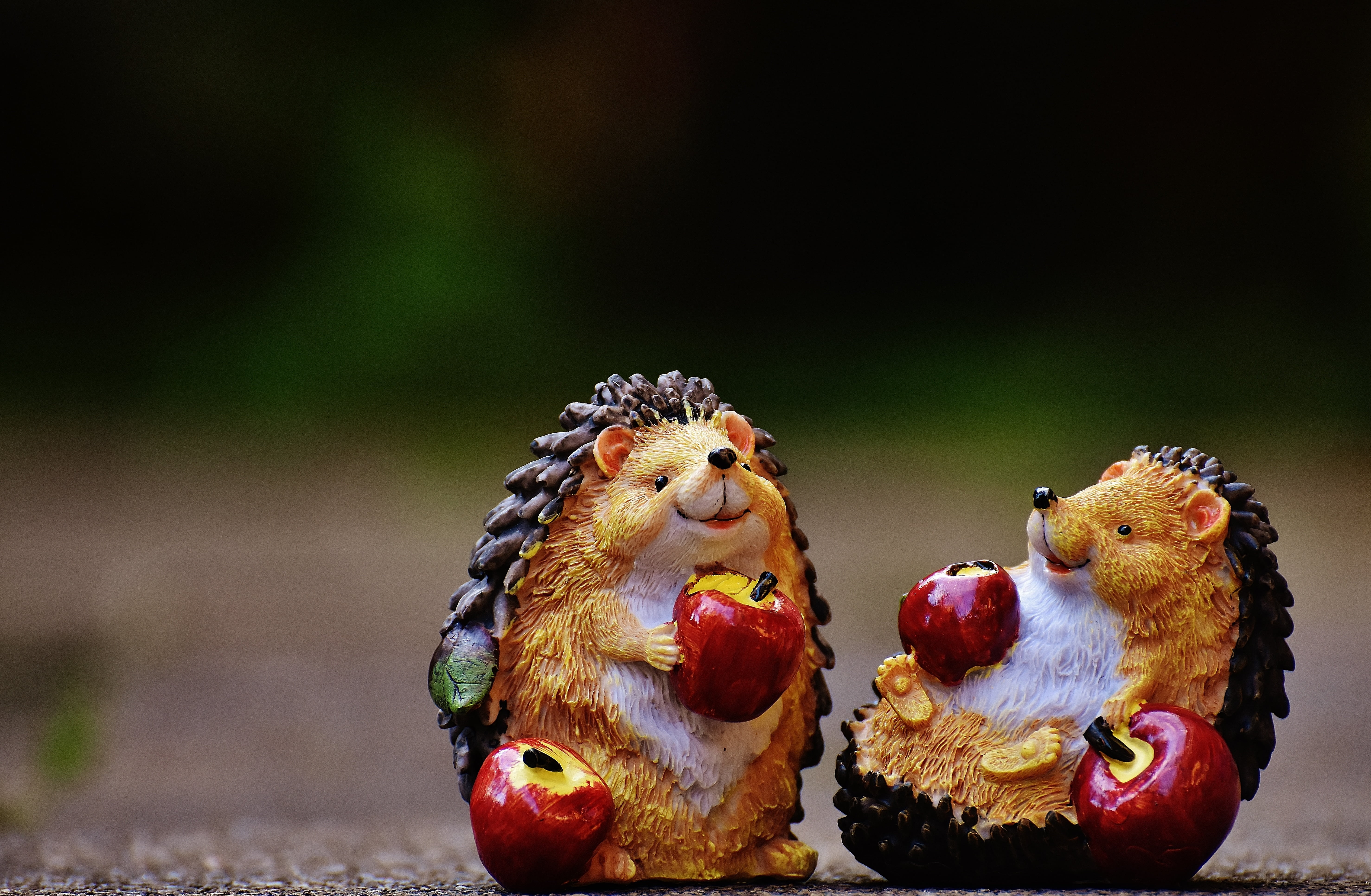 brown, baked, two, berry fruit, sweet food, fruit, still life, apple - fruit, ceramic, 5K, close-up, macro, day, fun, hedgehog, decoration, photography, HD Wallpaper