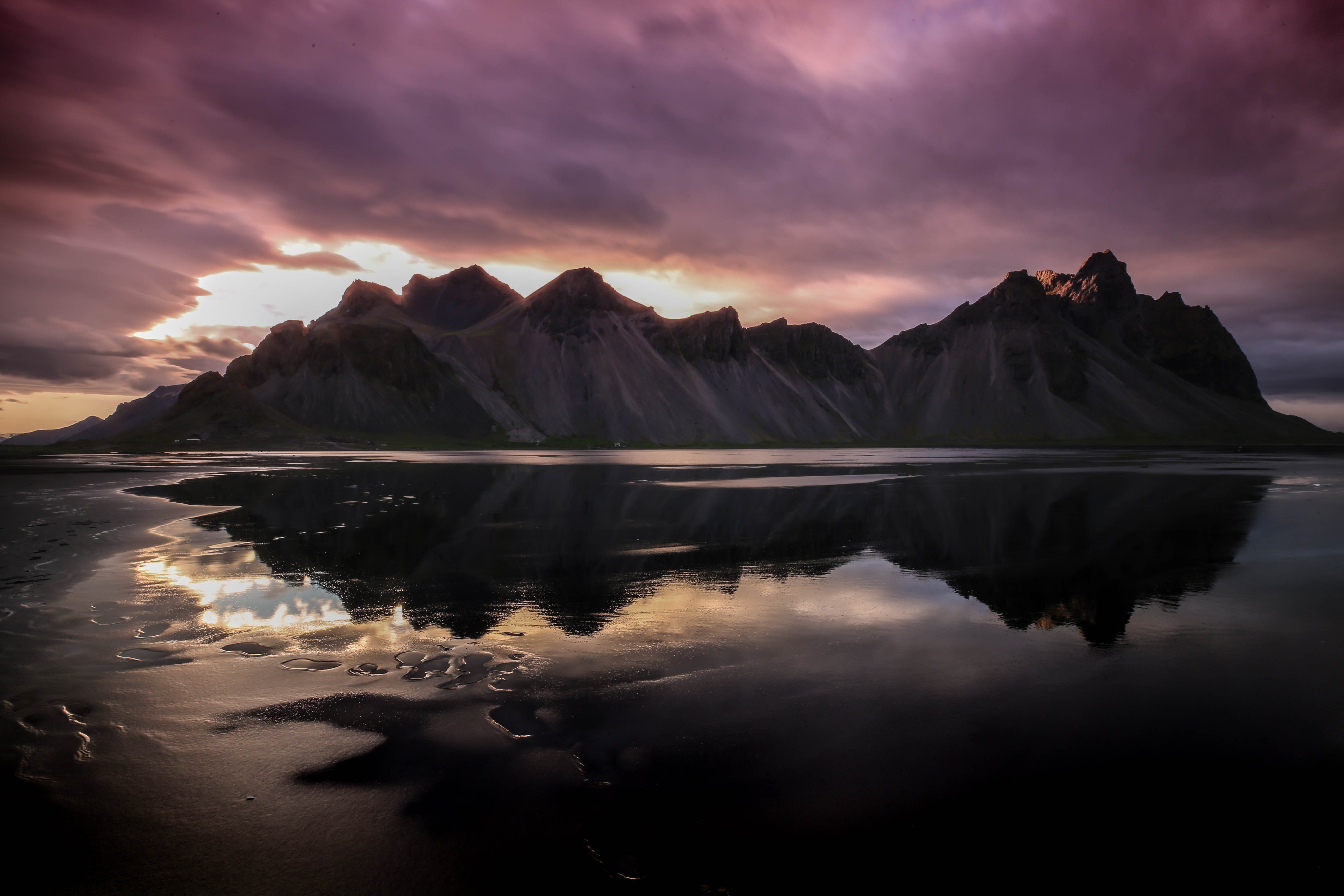 non-urban scene, lake, color Image, landscape, body, waterfront, reflecting, mountain Range, scenics, idyllic, black, 5K, cloudscape, nature, Black Sand Beach, HD Wallpaper