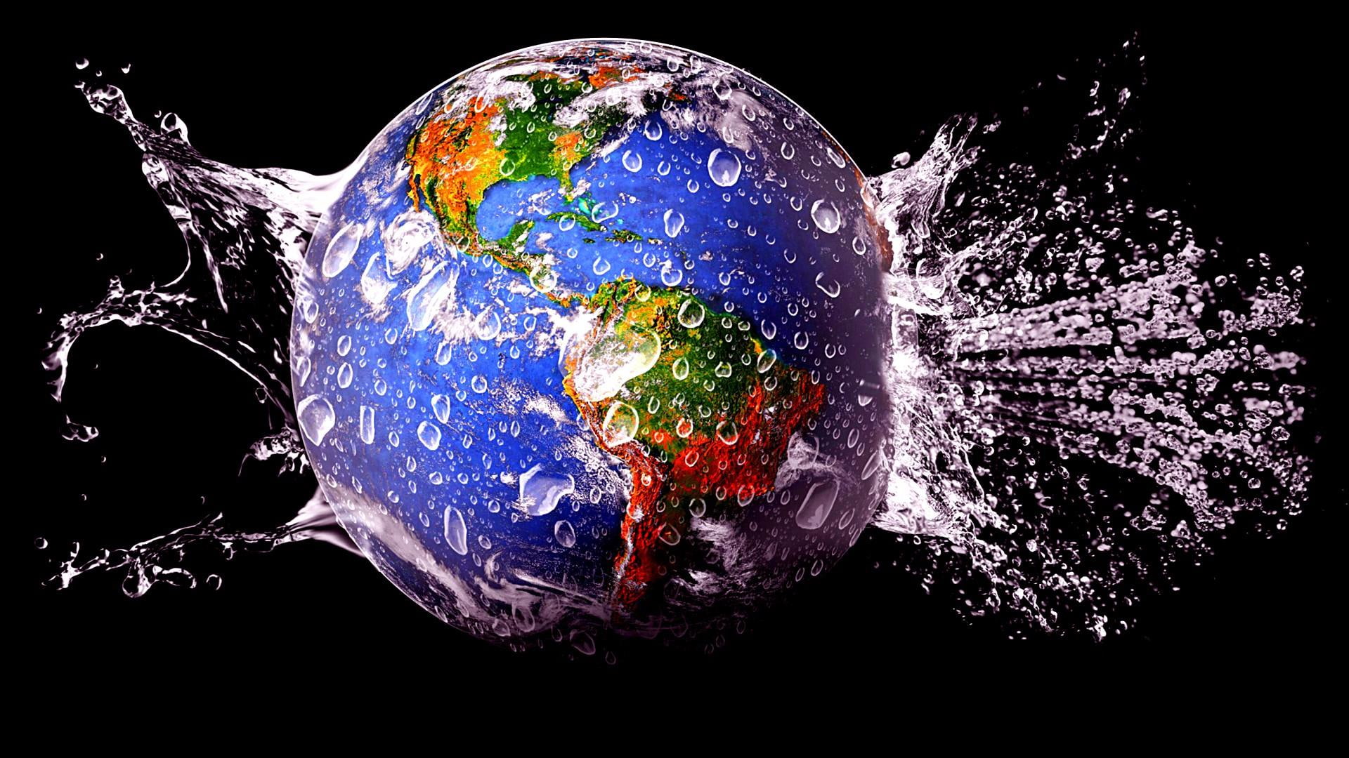 fantasy art, 1080P, planet, drops, shower, HD Wallpaper