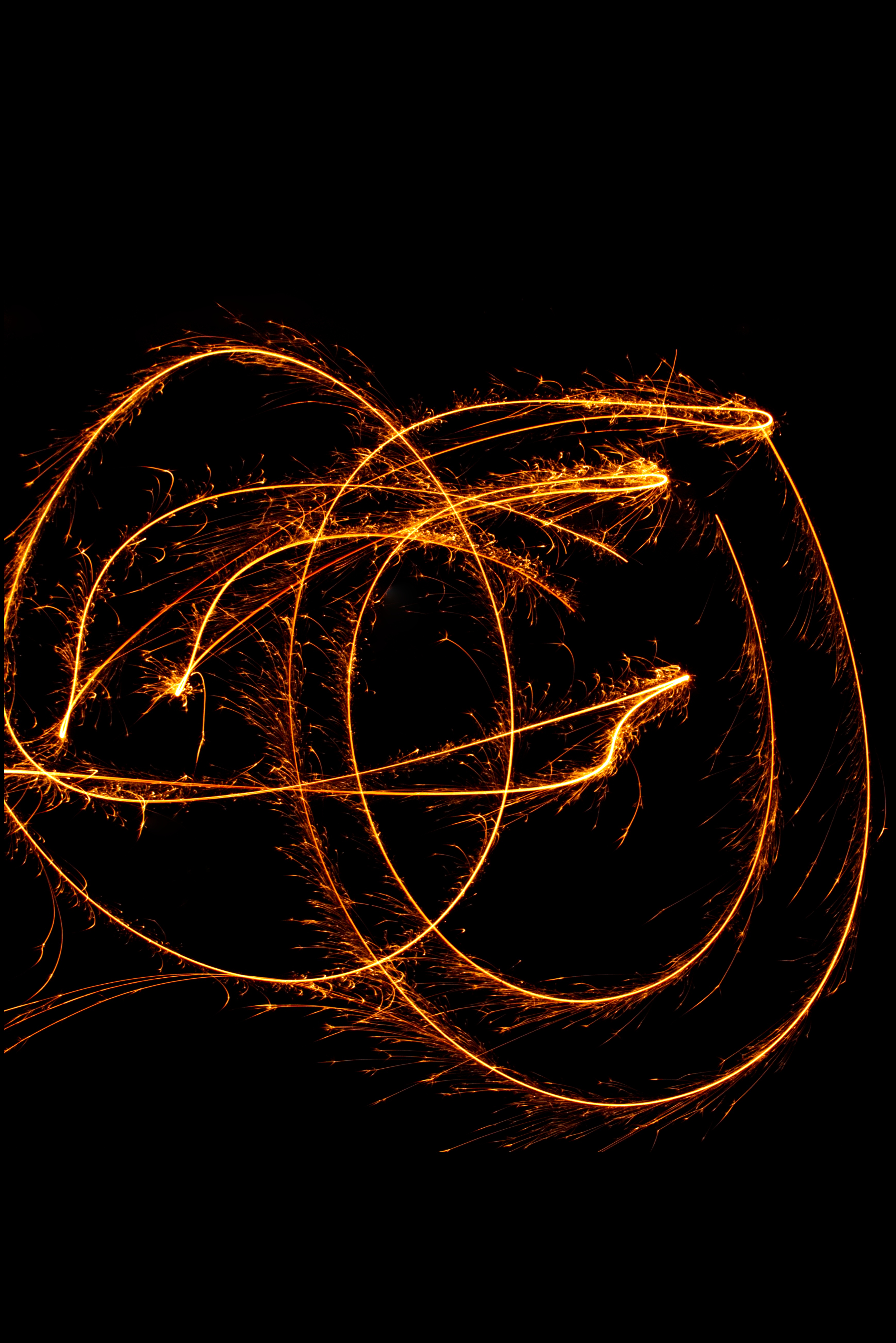 firework display, light path, light trail, night, 5K, golden, mood, light painting, glowing, shape, creativity, fire - natural phenomenon, dark, outdoors, Phone HD Wallpaper