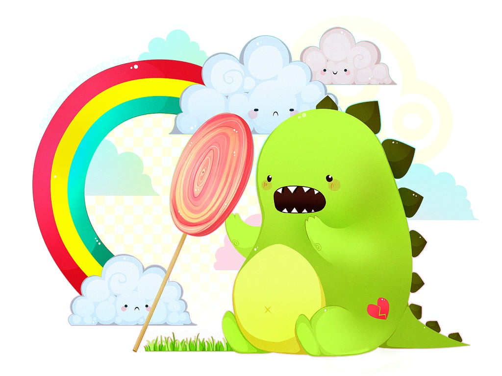 digital art, nature, dinosaurs, still life, dinosaur, mammal, cloud - sky, 480P, illustration, studio shot, no people, art and craft, multi colored, cute, HD Wallpaper