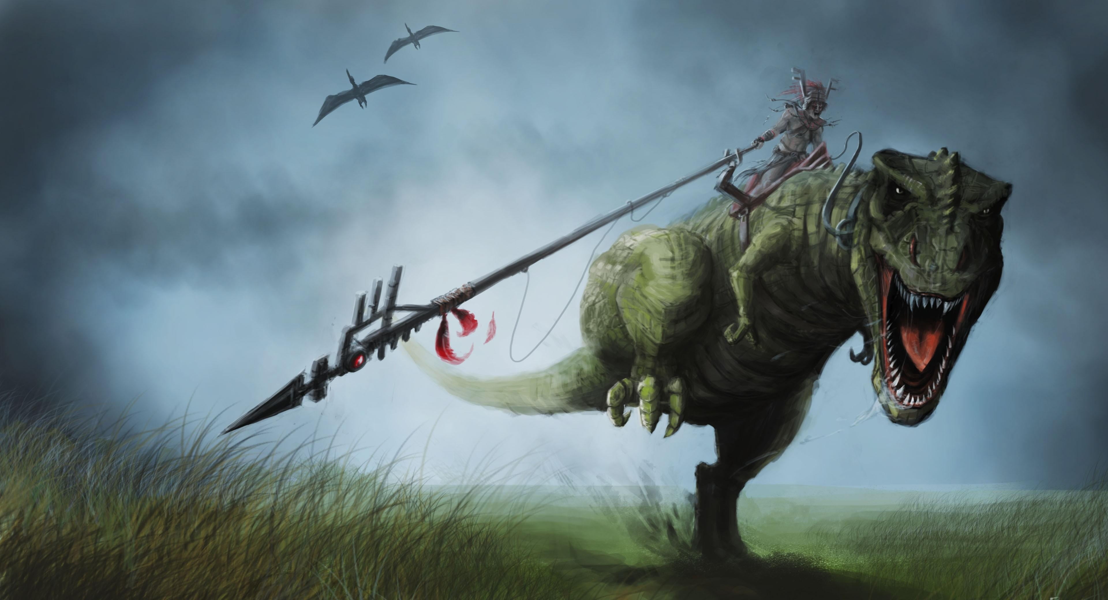 rider, field, animal, nature, mid-air, aggression, green, day, motion, air vehicle, environment, plant, weapon, fall, people, weapons, land, dragon, monster - Fictional Character, HD Wallpaper