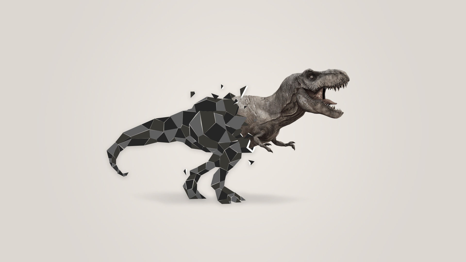car, low poly, T-Rex, 1080P, HD Wallpaper