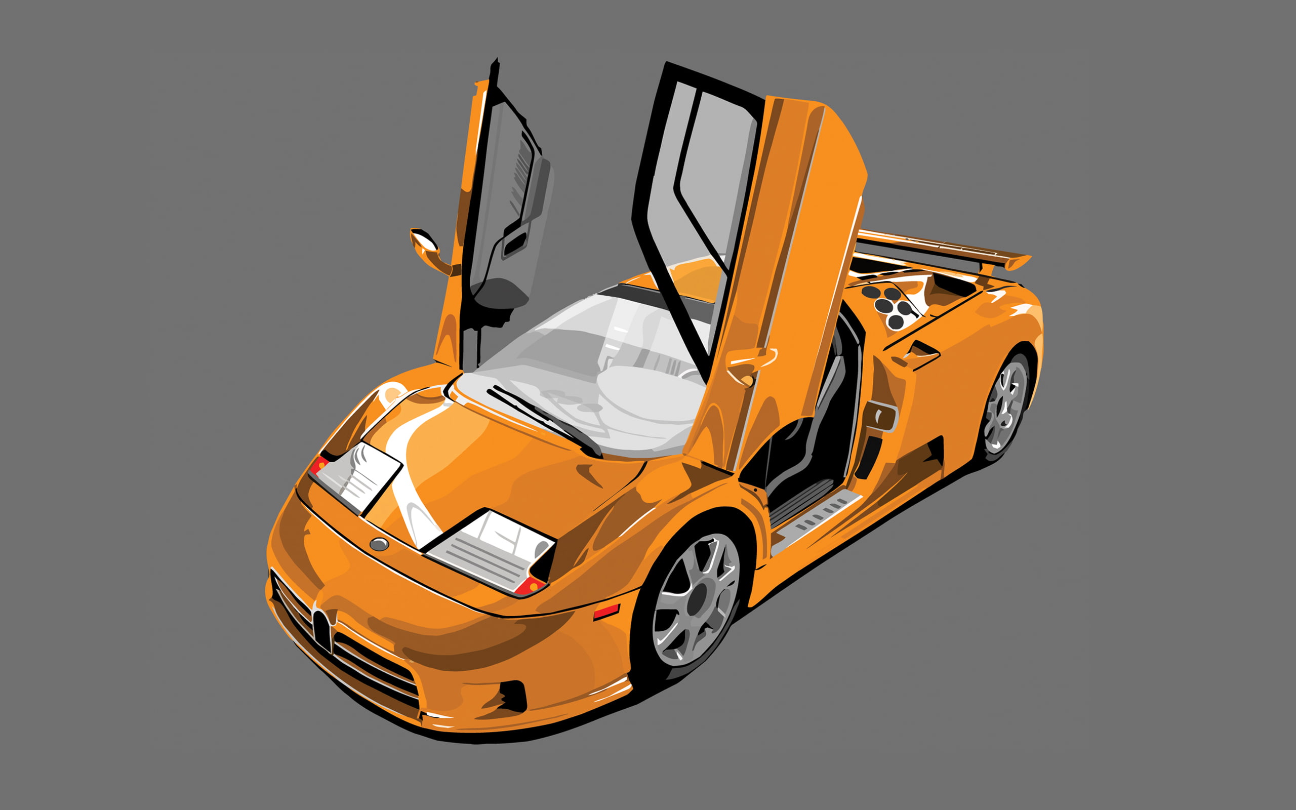 indoors, shape, colored background, toy, copy space, automobiles, studio shot, bugatti, stationary, cars, gray, digitalillustration, mode of transportation, HD Wallpaper