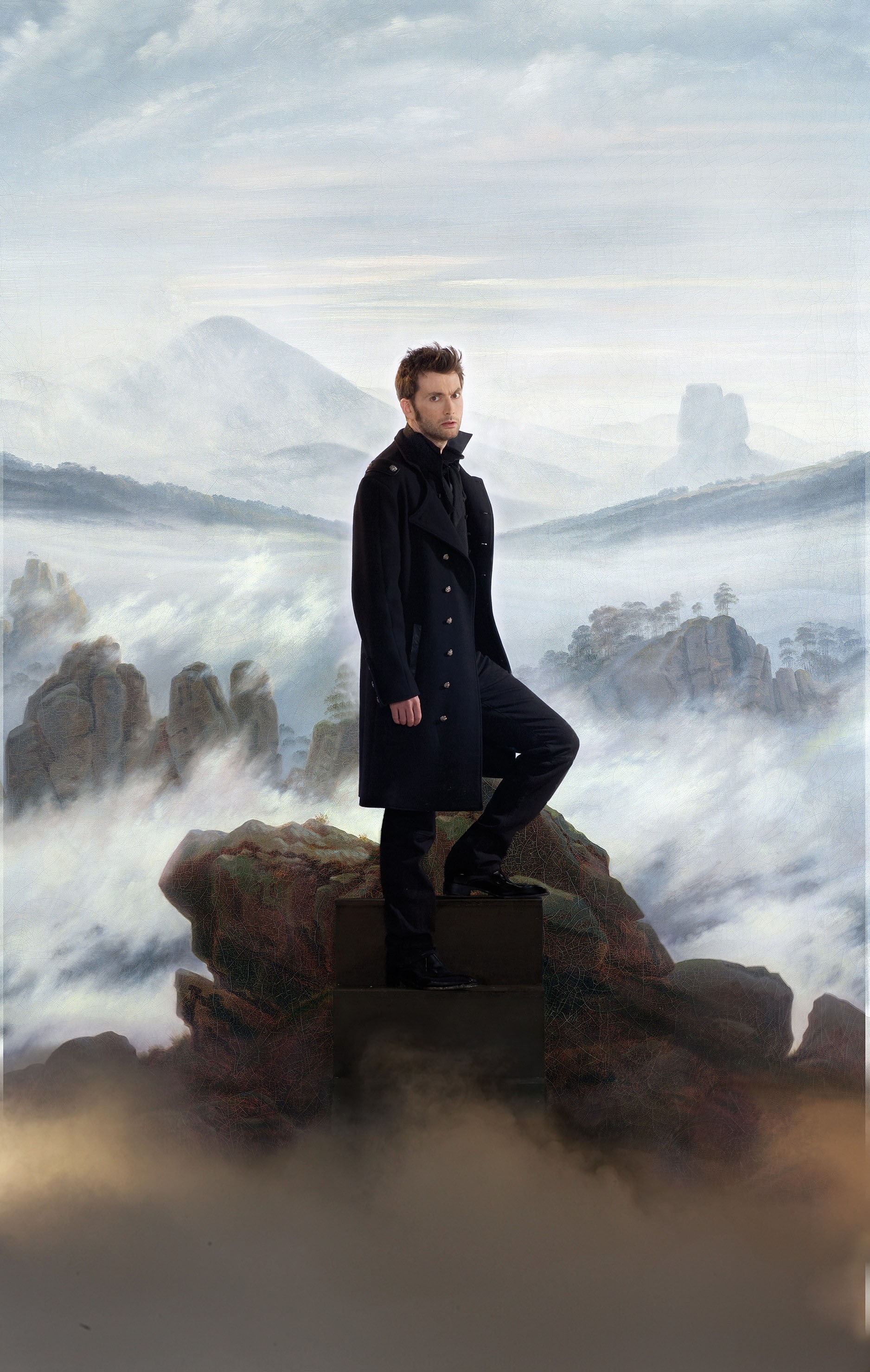 2K, men, art, people, actors, rocks, x, hamlet, david, David Tennant, fog, tennant, hd, Phone HD Wallpaper