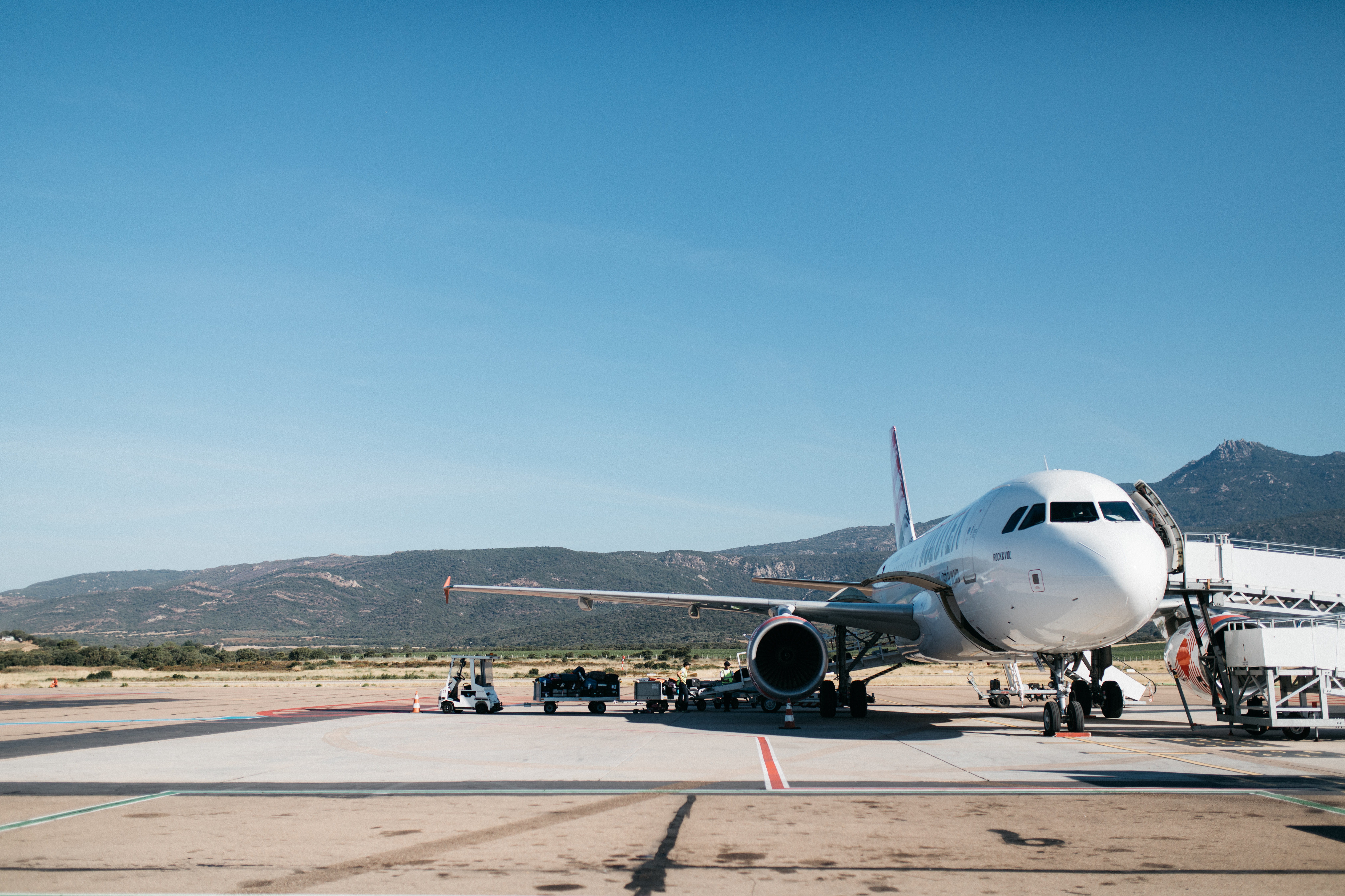 aircraft Wing, airplaine, copy space, taking, jet - Band, preparing, plane, air Vehicle, landing - Touching Down, mode of Transport, passenger, clear sky, HD Wallpaper