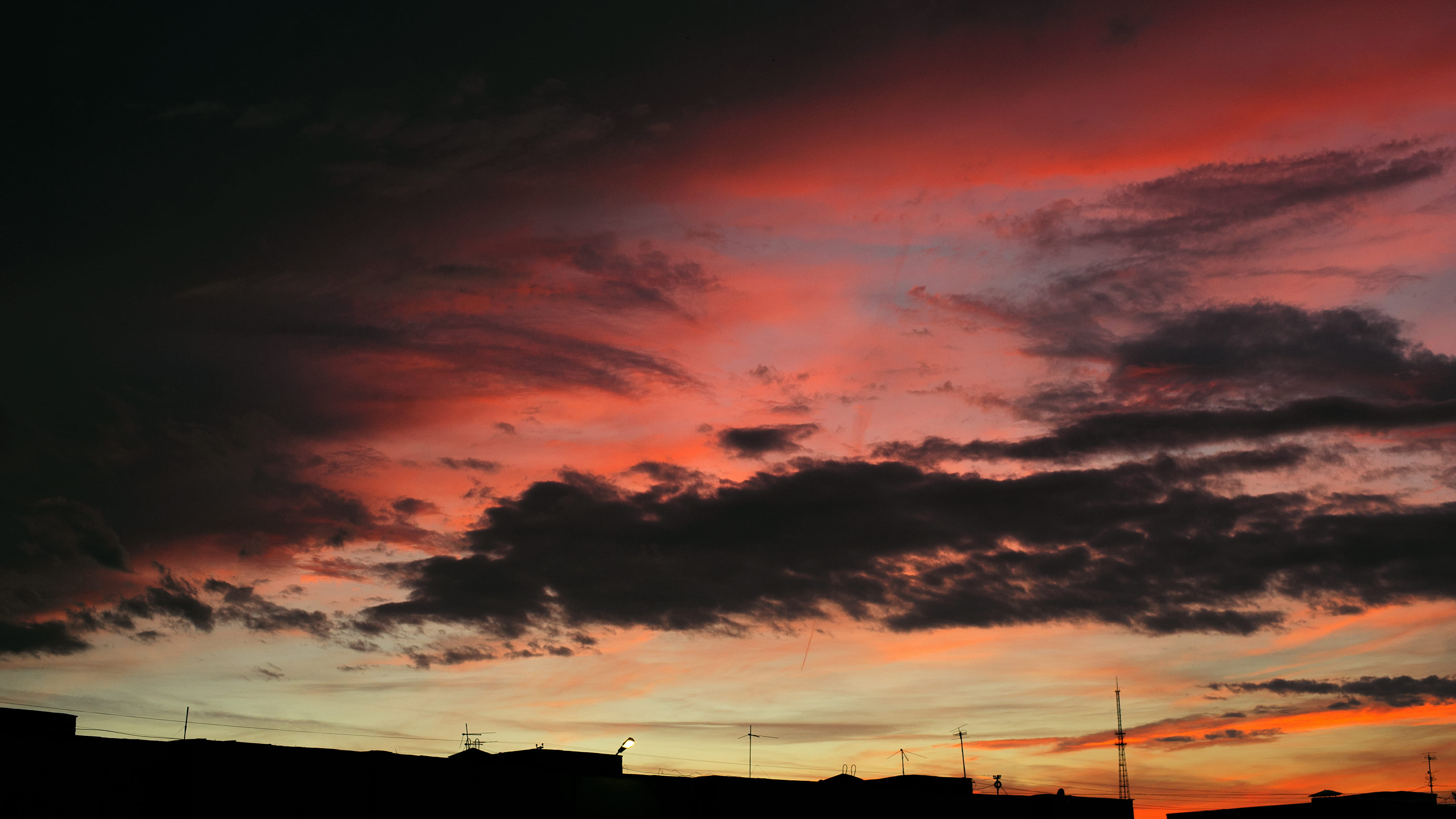 sun, sky, idyllic, tambov, environment, russia, redcolor, beauty in nature, evening, silhouette, scenics - nature, red, outdoors, orange color, dark, dramatic sky, HD Wallpaper