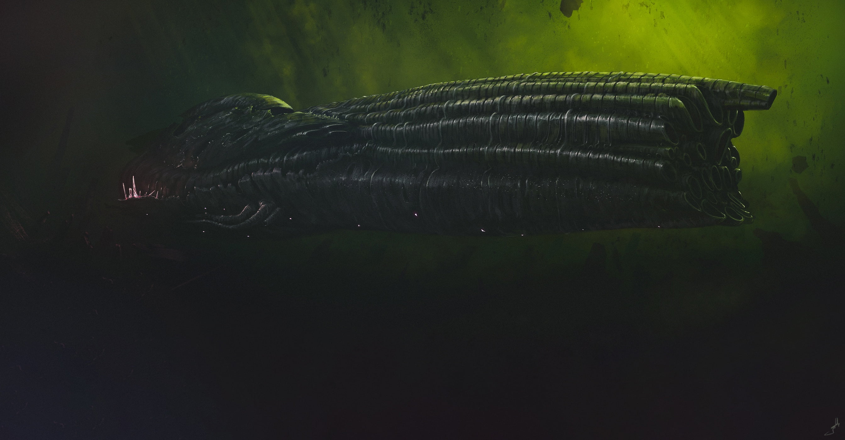 2K, science fiction, Dmitrii Ustinov, dark, spaceship, artwork, HD Wallpaper