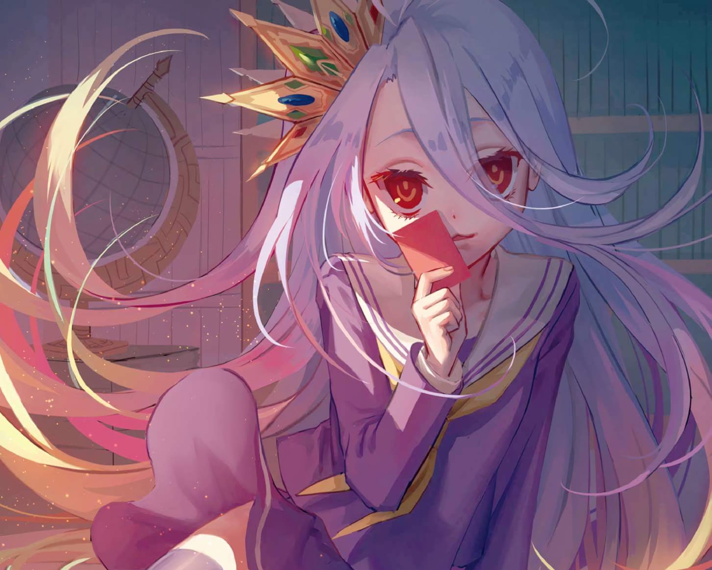 standing, pink color, Shiro (No Game No Life), leisure activity, 720P, Globe, young adult, front view, Crown, Skirt, No Game No Life, lifestyles, one person, HD Wallpaper