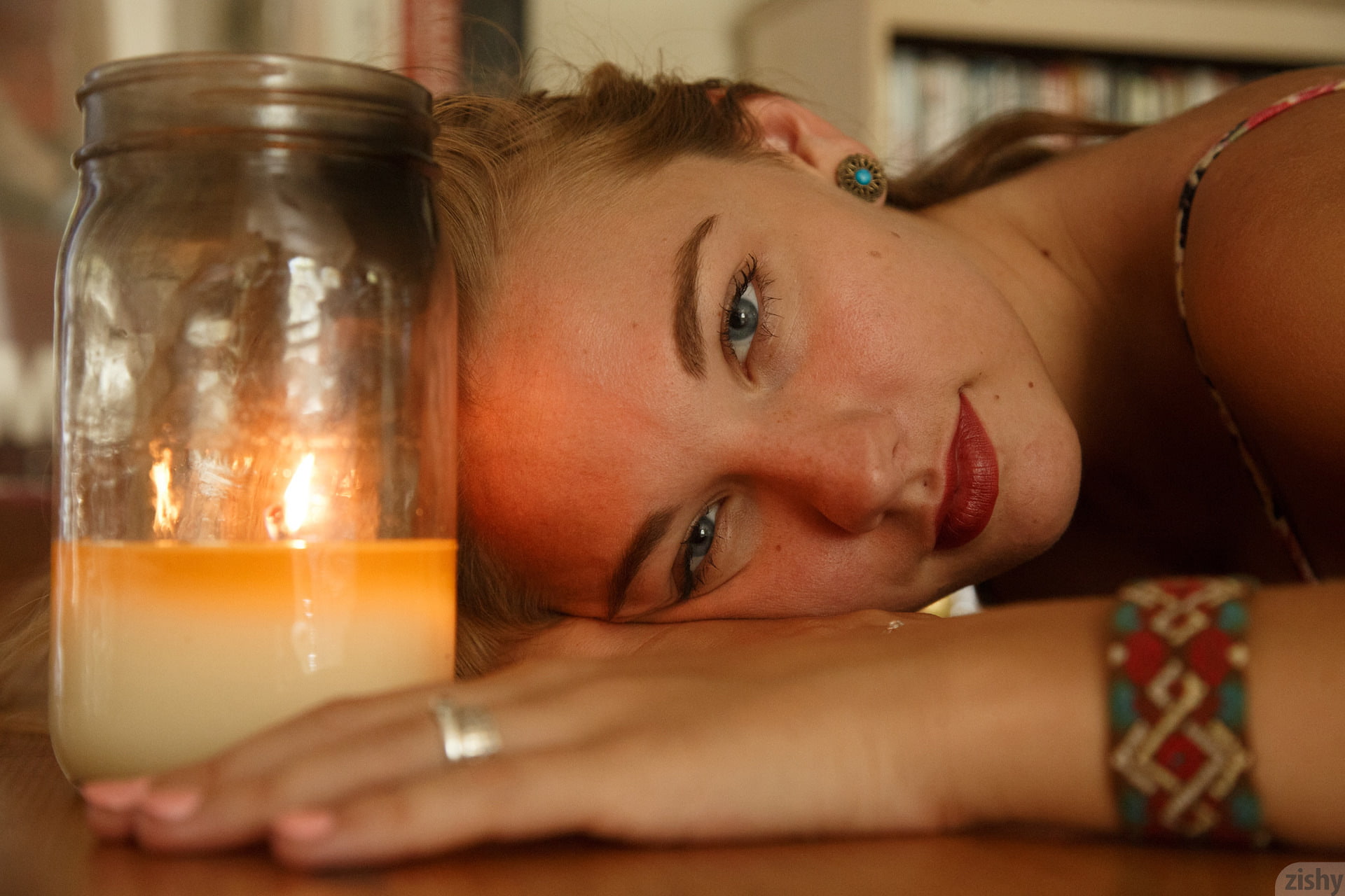 smiling, indoors, Lily Ivy, food and drink, relaxation, leisure activity, young adult, one person, beauty, lying down, candles, headshot, hairstyle, face, HD Wallpaper