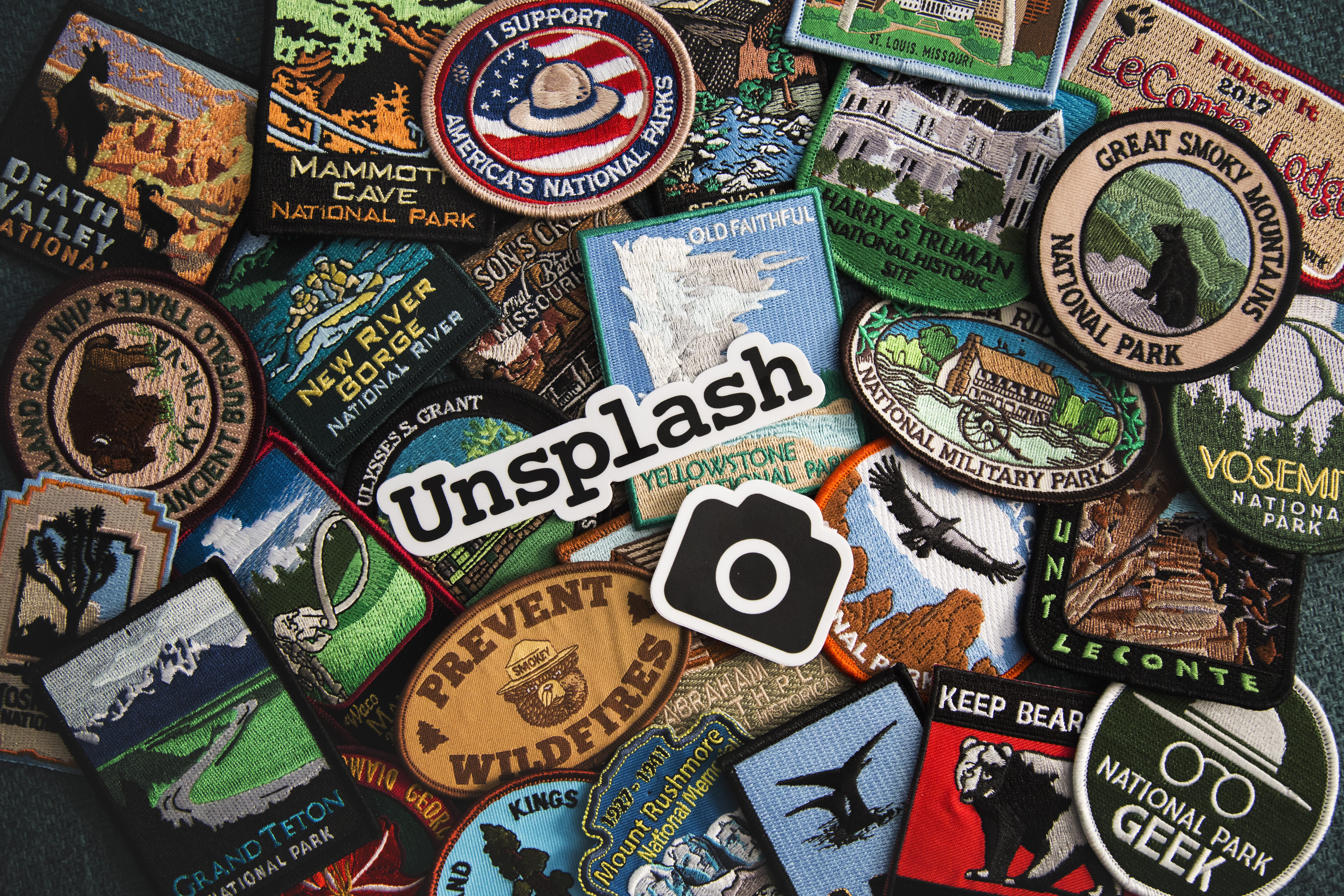 overlay, collection, badges, choice, assorted, number, wealth, yellowstone, lot, wildfire, no people, patch, park, grand teton, finance, photo, 5K, abundance, HD Wallpaper