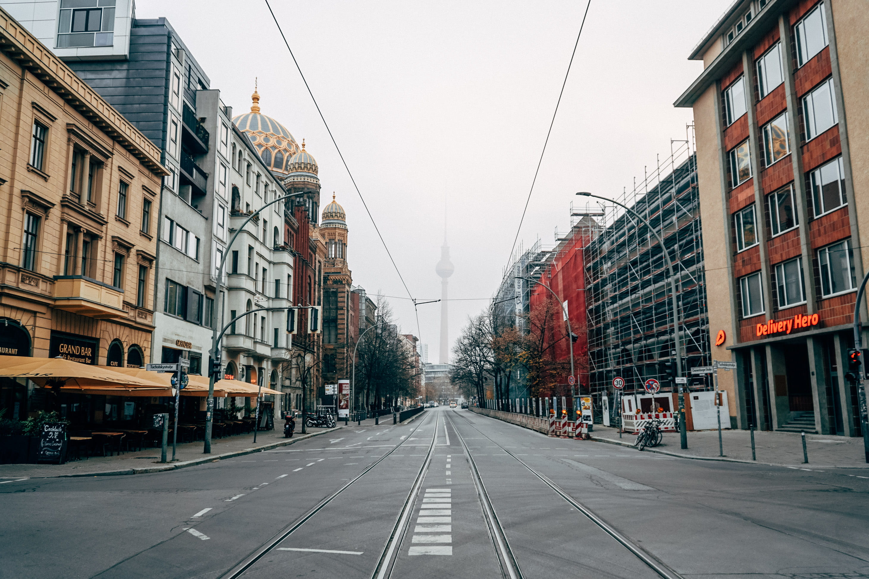 architecture, human, nature, town, germany, rail transportation, berlin, bicycle, daytime, bike, tarmac, residential district, buildings, transportation, HD Wallpaper