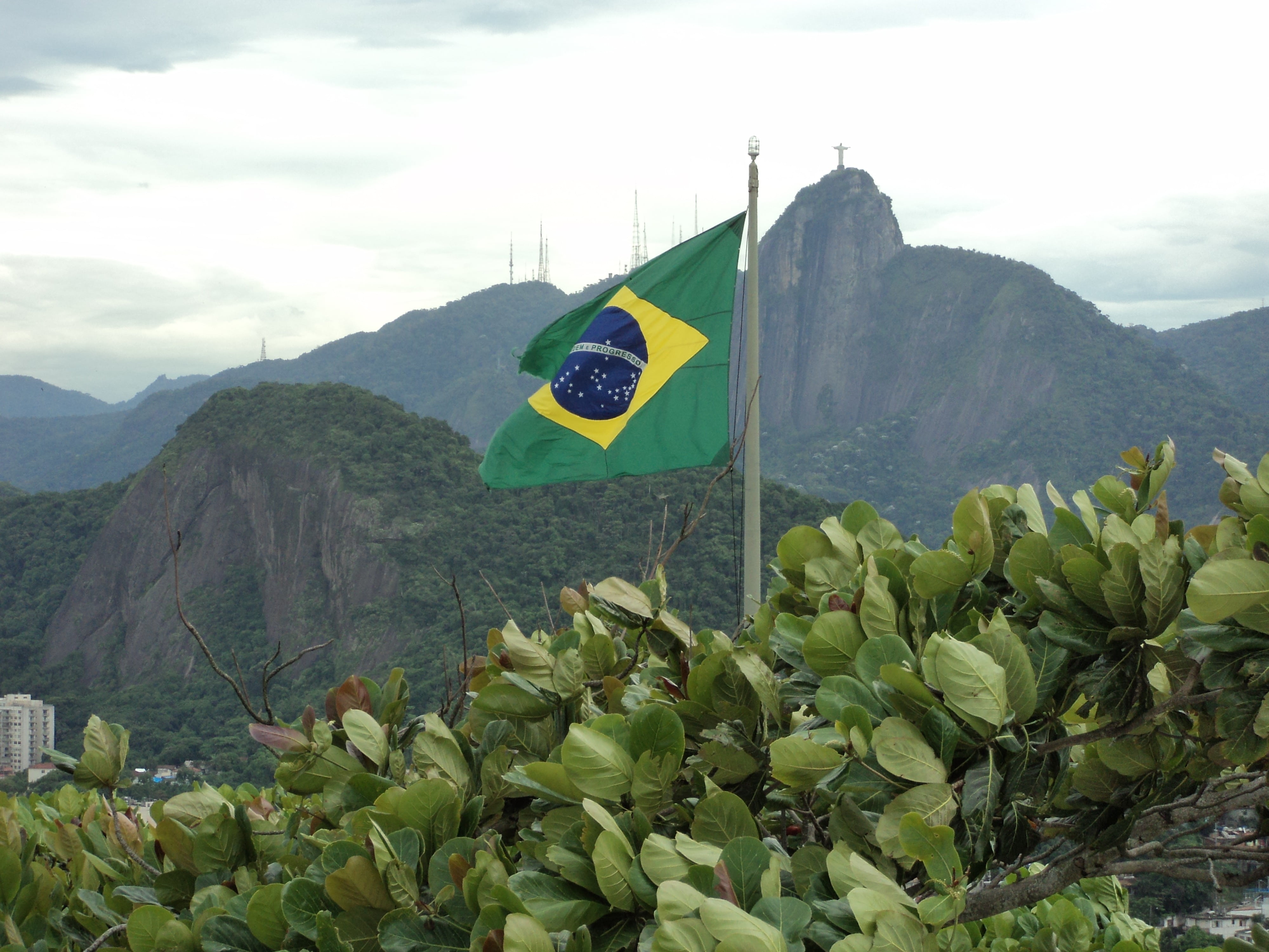 4K, banana, christ the redeemer, green, day, mountain peak, sky, cloud - sky, patriotism, no people, scenics - nature, beauty in nature, brazil, nature, HD Wallpaper