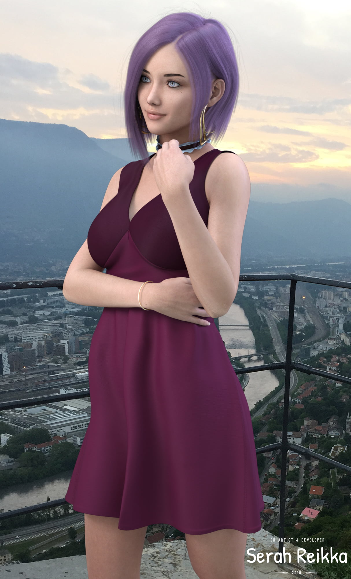 hair, red dress, young adult, adult, water, digital art, young women, freedom, rendering, dress, looking at camera, portrait, Grenoble, standing, beauty, Phone HD Wallpaper