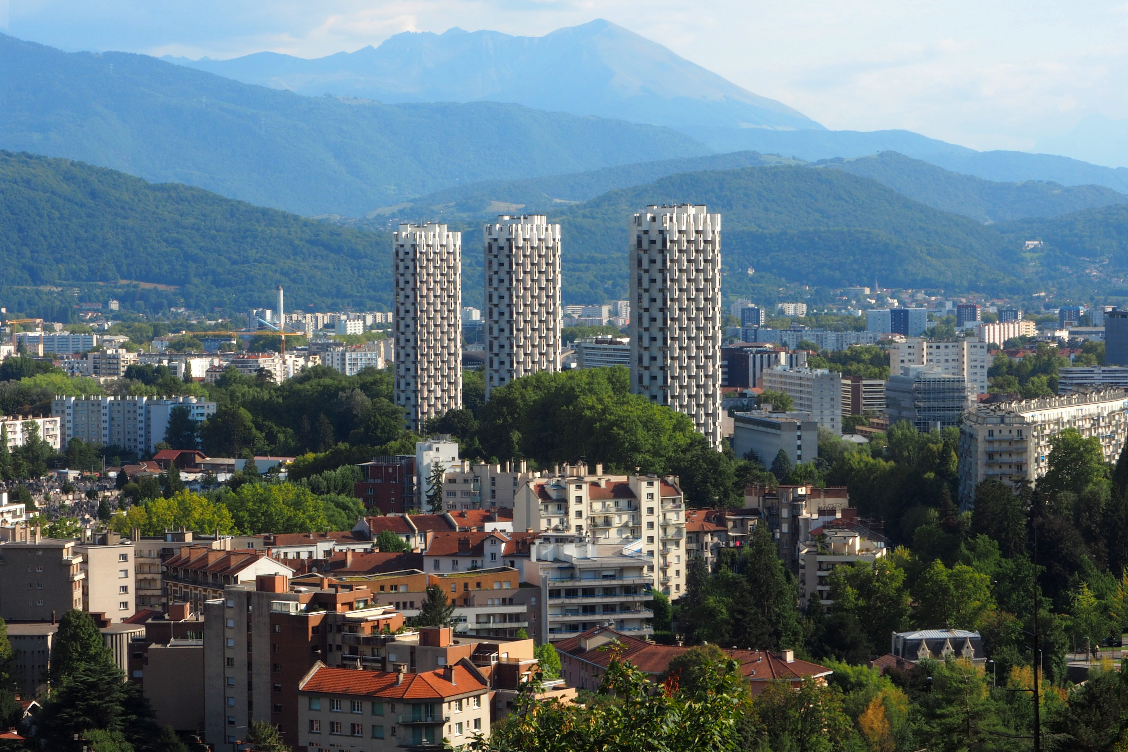 nature, residential district, built structure, building, building exterior, architecture, 4K, grenoble, mountain, blue, sky, outdoors, city, cityscape, HD Wallpaper