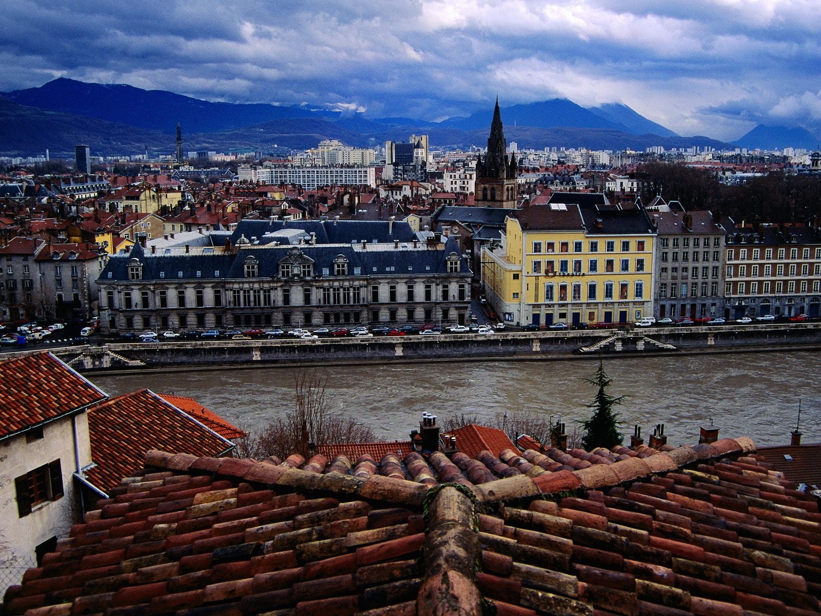 no people, town, cityscape, day, city life, city, built structure, roof, residential district, high angle view, building, architecture, 720P, nature, France, HD Wallpaper