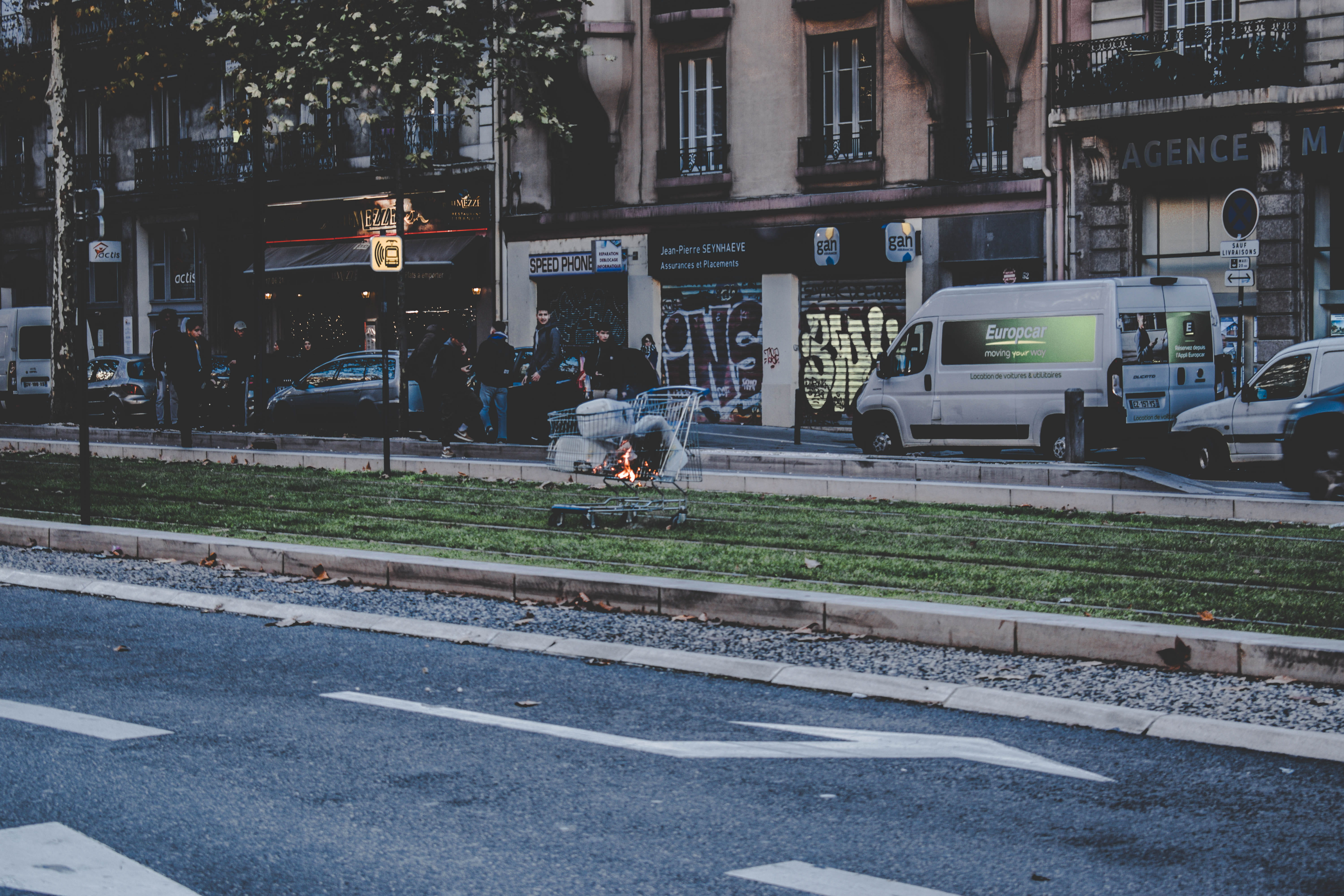 building exterior, mode of transportation, street, domestic animals, architecture, automobile, one animal, human, truck, 5K, asphalt, person, vehicle, HD Wallpaper