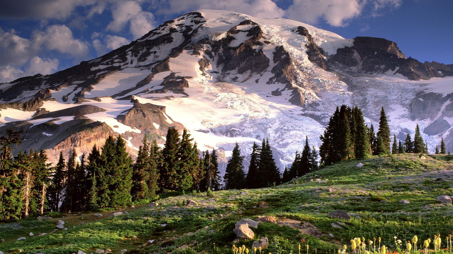 cascade, 1080P, rainer, mountains, tacoma, mt, washington, seattle, 3d and abstract, HD Wallpaper