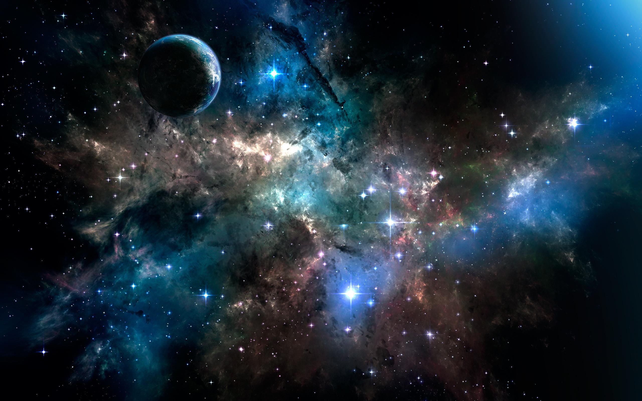 space, star, planet, photo, perfect, blue, 2560x1600, galaxy, 2K, light, nebula, HD Wallpaper