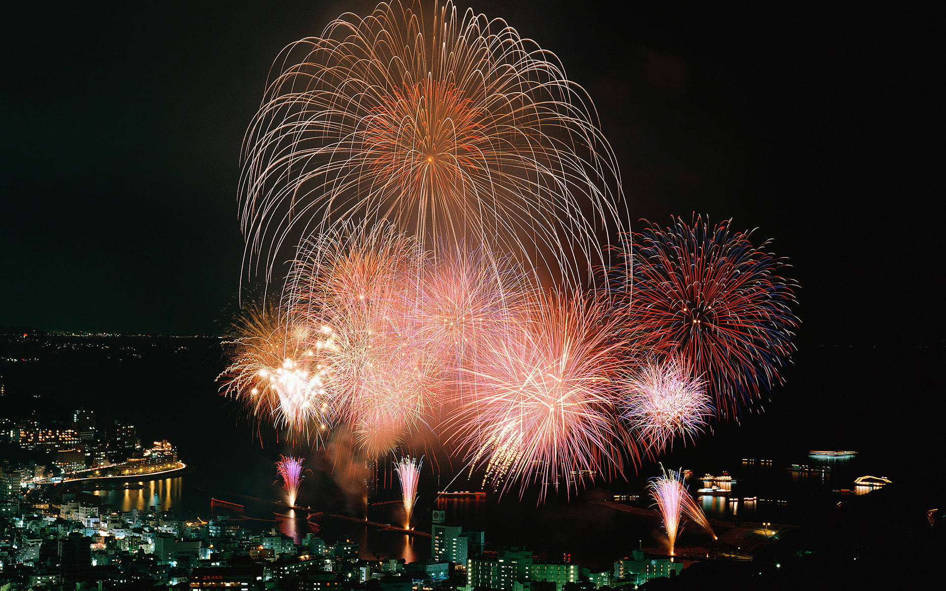 Shizuoka. Japan, 1080P, salute, Fireworks, HD Wallpaper