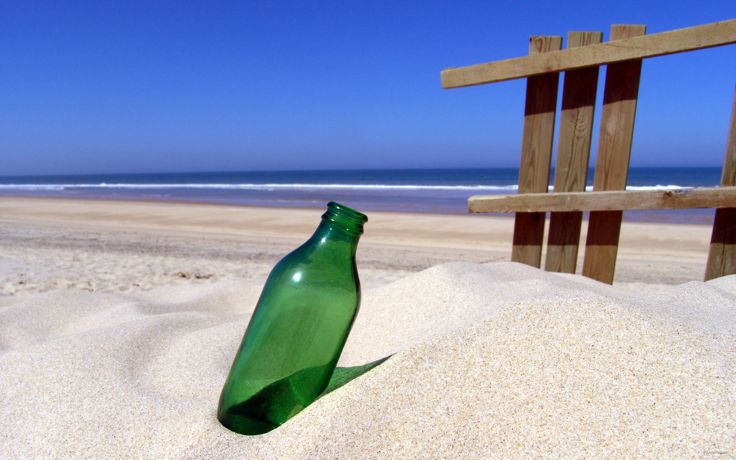 no people, sky, clear sky, horizon over water, beer bottle, horizon, outdoors, water, hd nature, beautiful nature, sea, amazing nature, HD Wallpaper