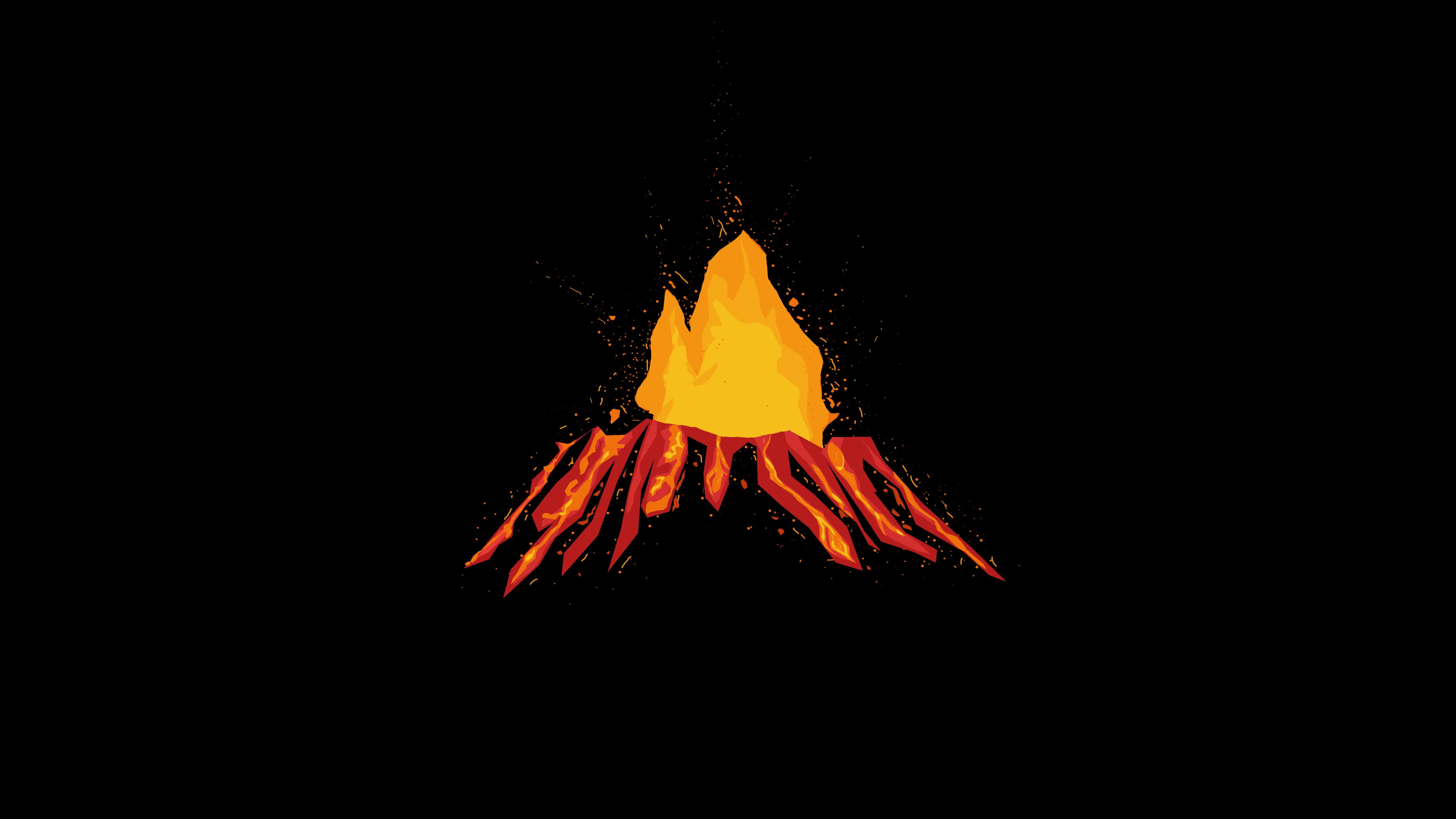 glowing, 5K, studio shot, melting, heat - temperature, night, motion, no people, volcano, minimal, black background, copy space, burning, fire - natural phenomenon, HD Wallpaper