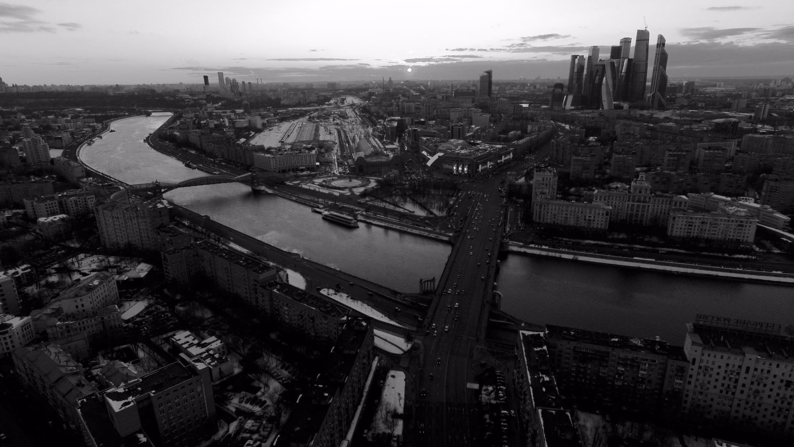 from the sky, top, office building exterior, b/w, transportation, high angle view, aerial, bridge - man made structure, travel destinations, nature, bridge, HD Wallpaper
