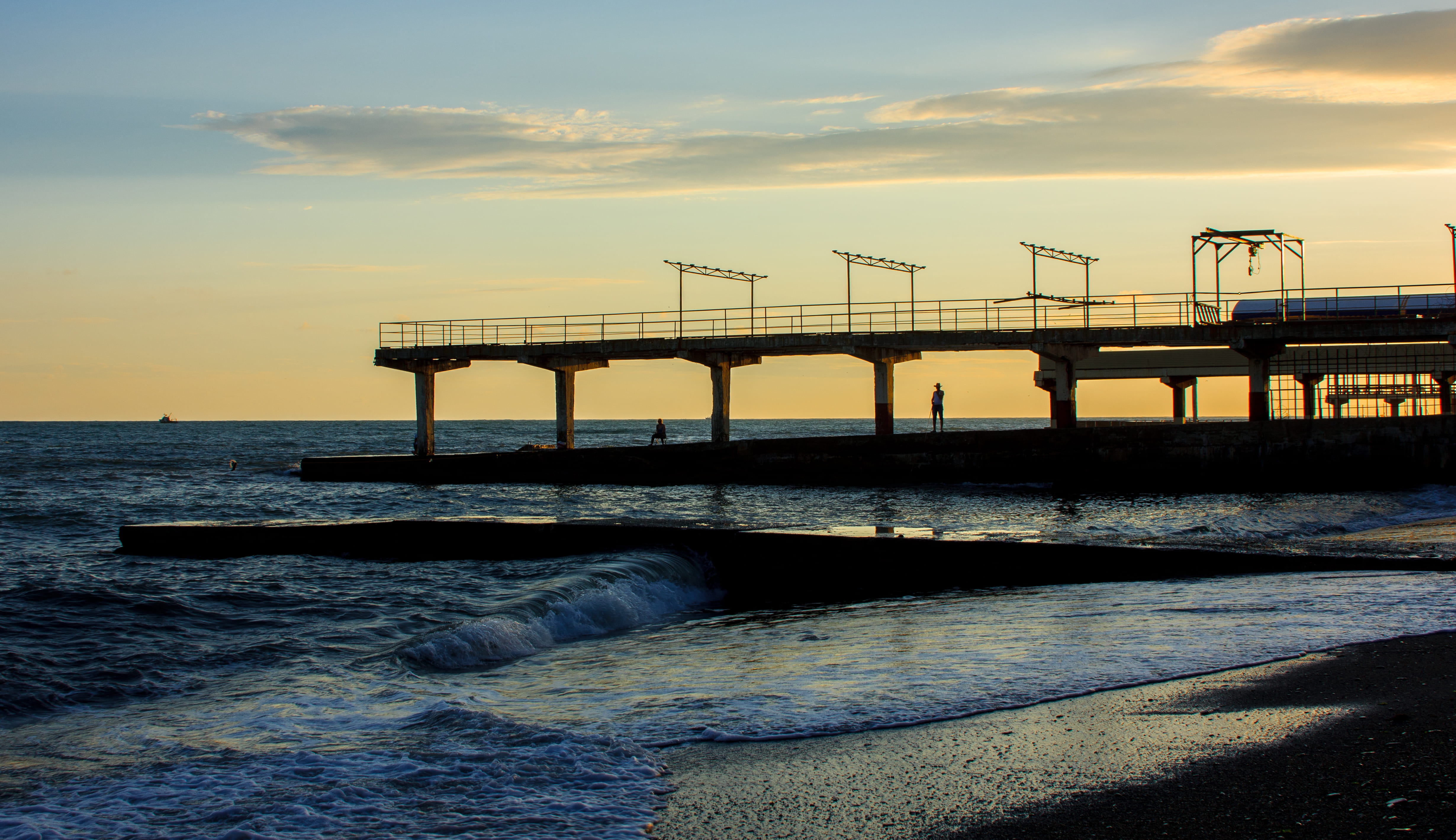 sky, motion, pier, sochi, industry, beauty in nature, blacksea, land, orange color, vsco, scenics - nature, nature, canonrussia, sochiponia, sunset, outdoors, HD Wallpaper