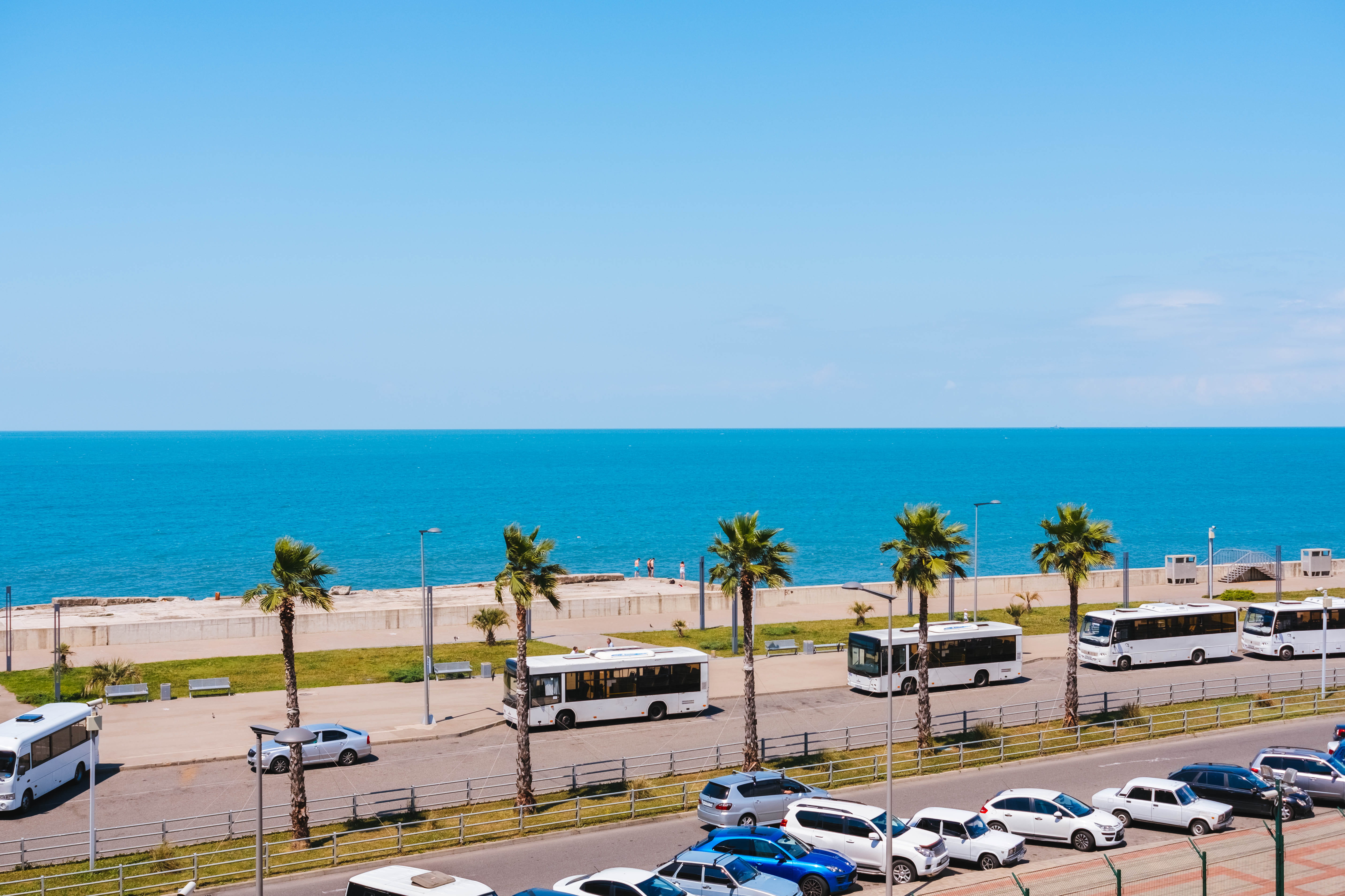 street, blue, nature, russia, no people, sunlight, sky, sochiponia, day, car, seashells, beach, sea, scenics - nature, horizon, outdoors, fuji, travel, HD Wallpaper