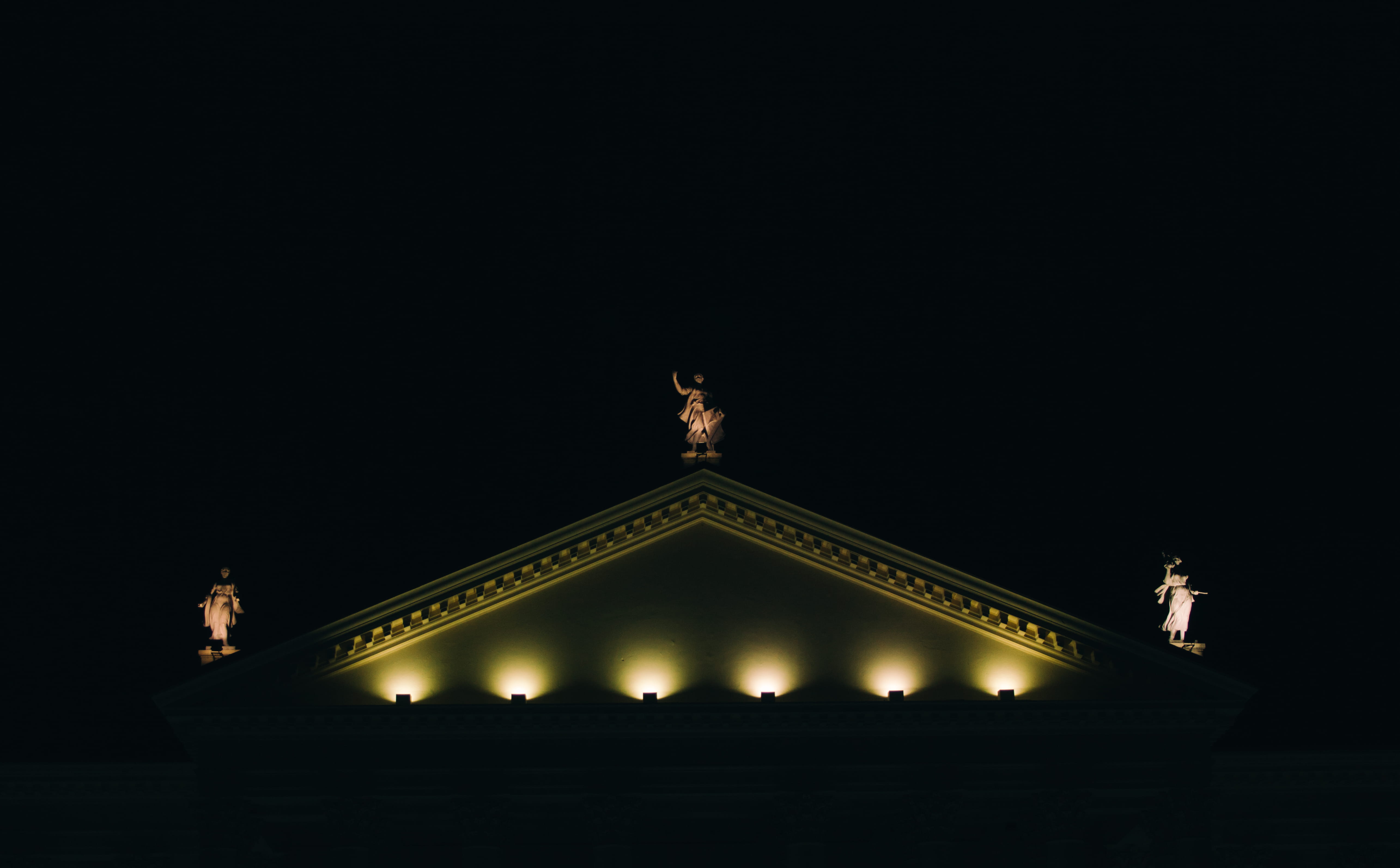 sculpture, art and craft, architecture, theatre, the past, front view, vscox, 5K, canonphotography, illuminated, statue, stage, built structure, night, HD Wallpaper