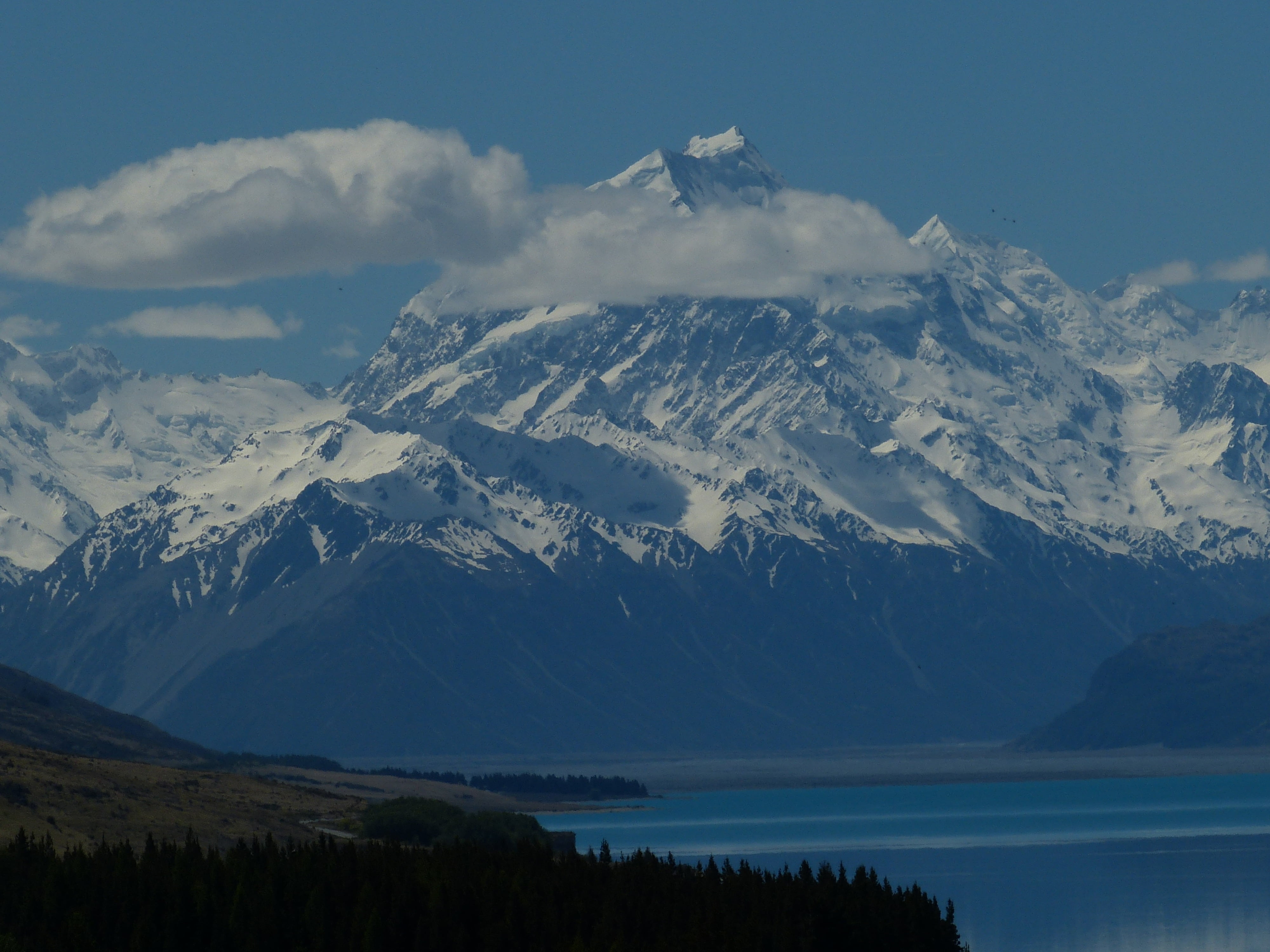 steep, lake, covered, tranquil scene, snow, sky, mt cook, scenics, snowcapped mountain, southern, mountain peak, water, beauty in nature, south island, HD Wallpaper
