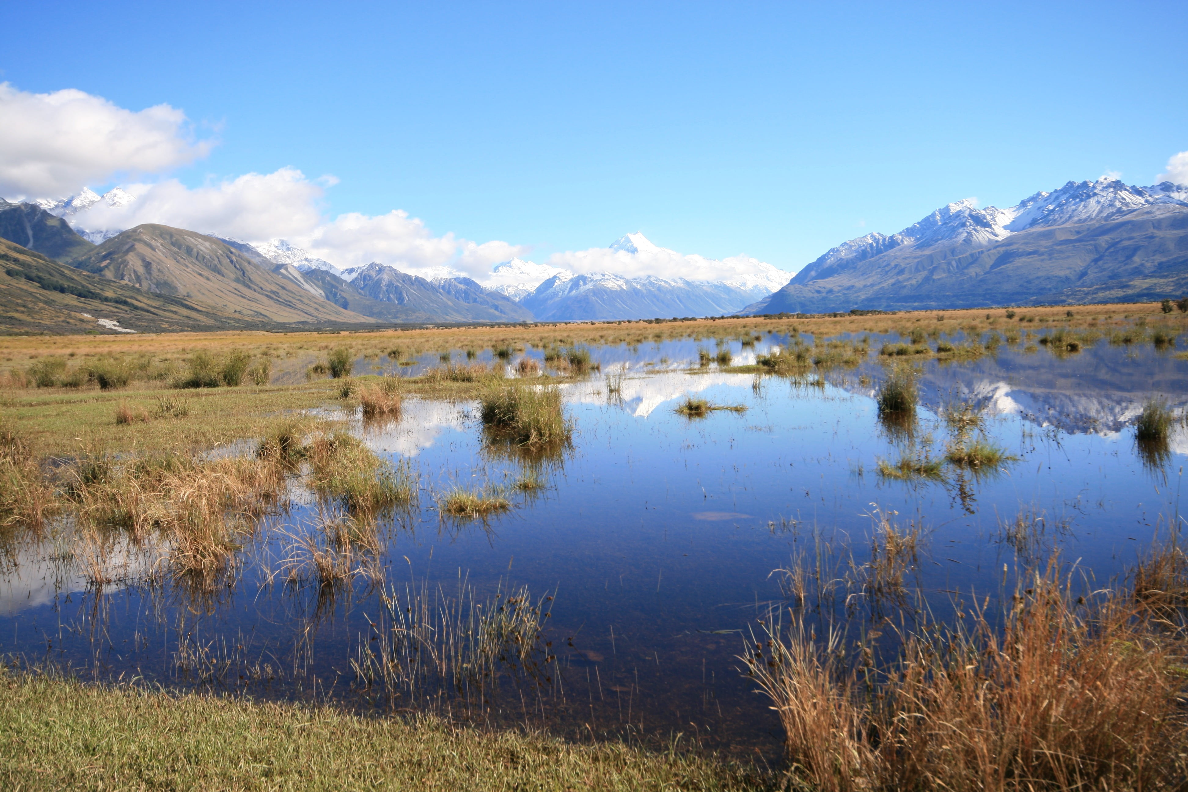 scenics - nature, non-urban scene, mountain peak, grass, outdoors, mountain, plant, landscape, tranquility, mt cook, environment, view, natural, 4K, lake, HD Wallpaper