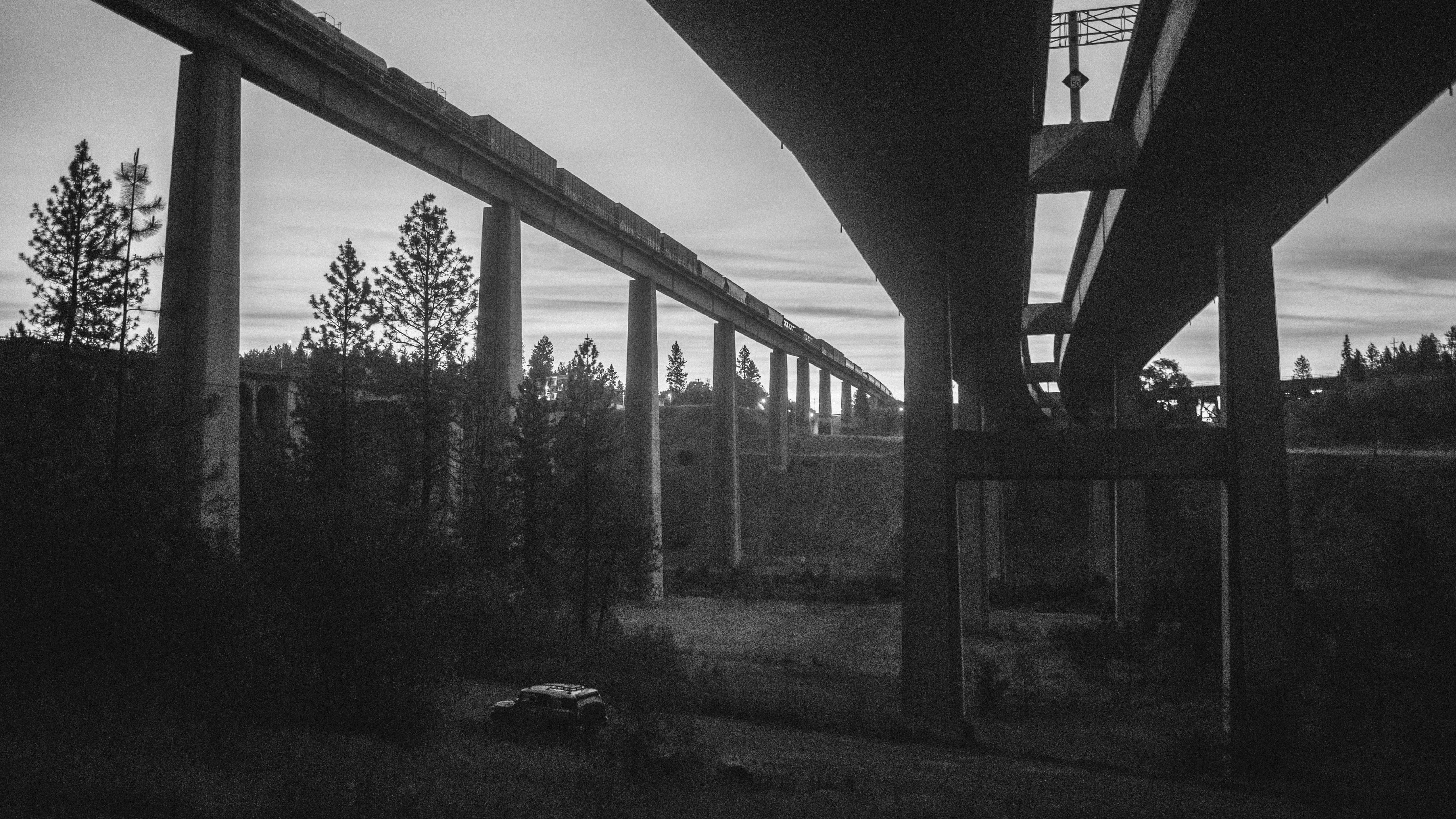 4am, under a bridge, homeless, growth, day, building exterior, land, urban, high bridge park, outdoors, spokane, underneath, architectural column, connection, HD Wallpaper