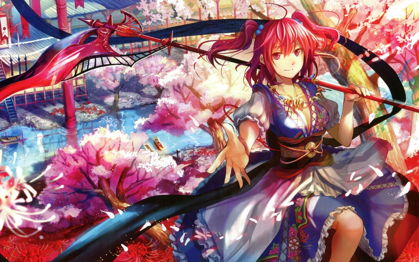 Scythe, red, 720P, multicolor, redheads, choko, people, girls, hd, art, x, anime, eyes, fuji, HD Wallpaper