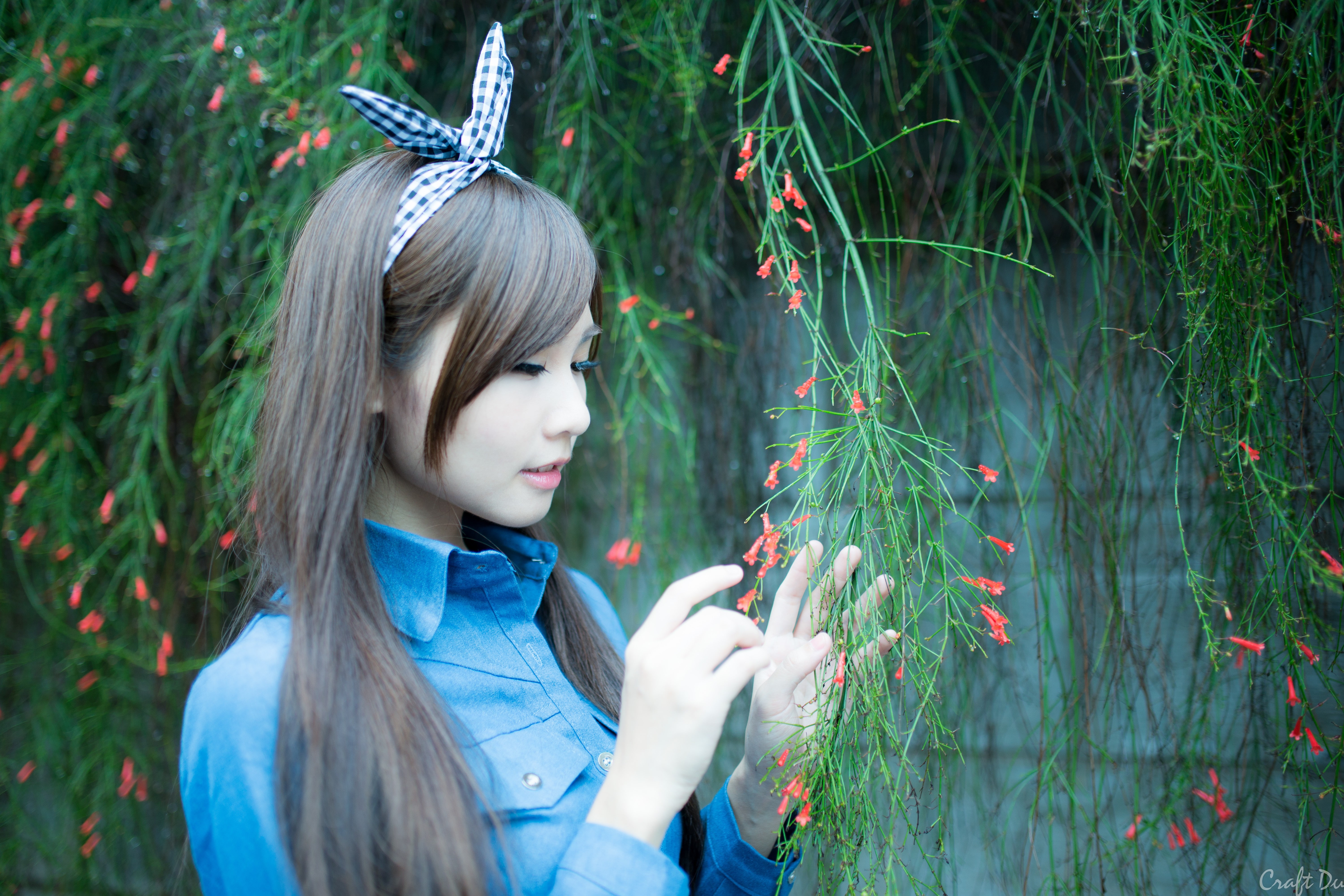 portrait, teenager, young adult, 5K, bangs, Asian, lifestyles, Zhang Ya Zhu, nature, young women, flowering plant, plant, hairstyle, headshot, day, beautiful woman, HD Wallpaper