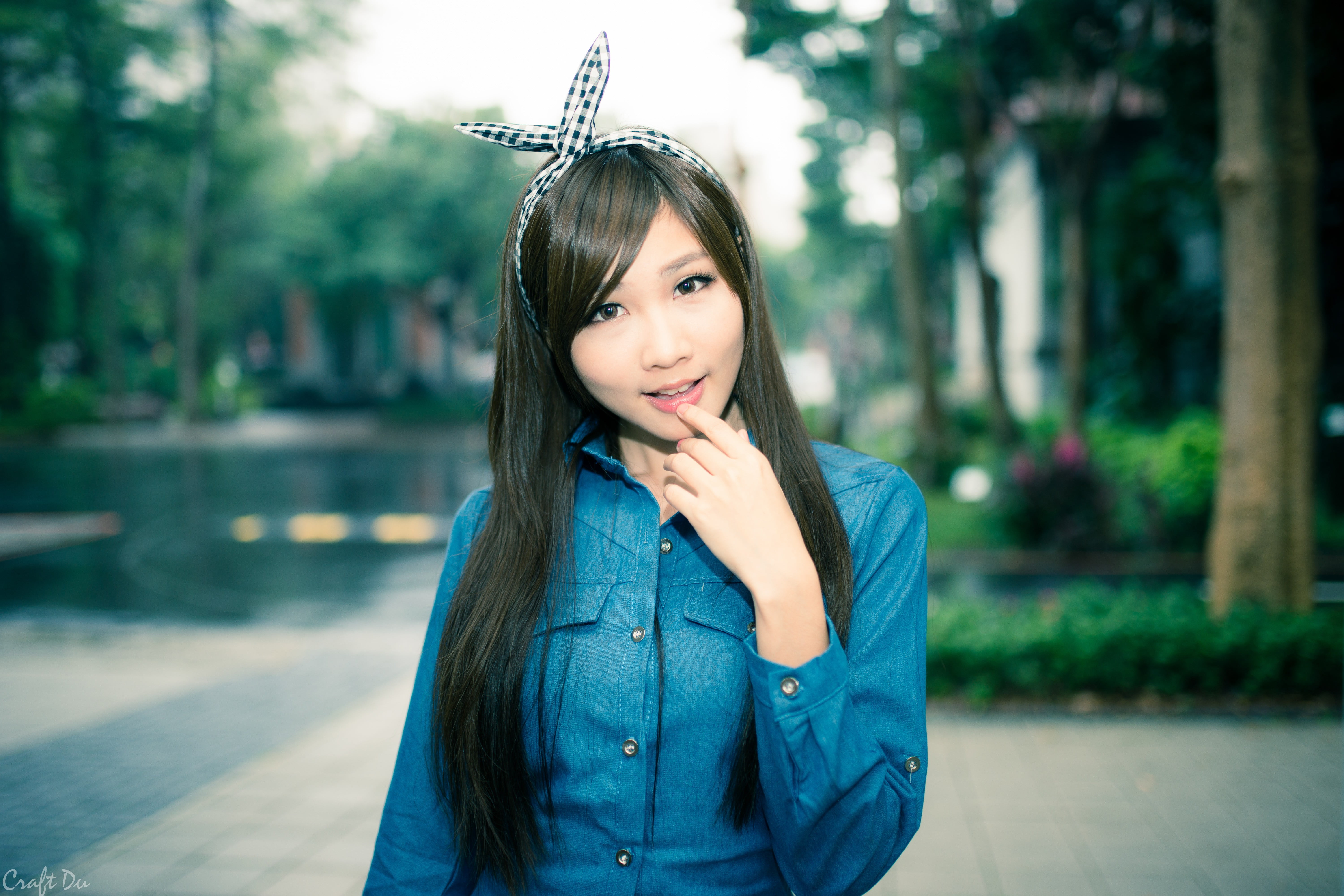 brown eyes, Asian, teenager, long hair, hair, portrait, one person, looking at viewer, hair band, beauty, outdoors, young adult, looking at camera, front view, HD Wallpaper